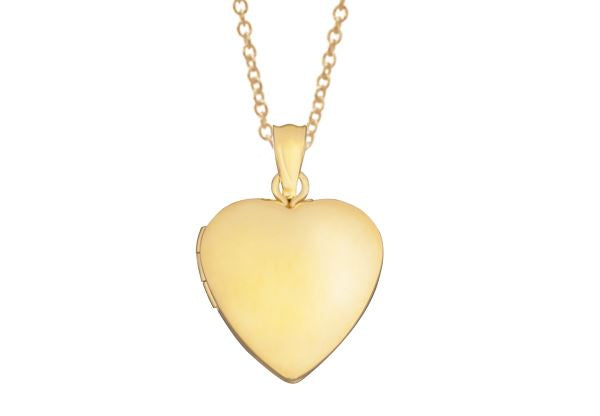 9ct Gold 16mm x 16mm Plain Heart Locket Gold Pendants 