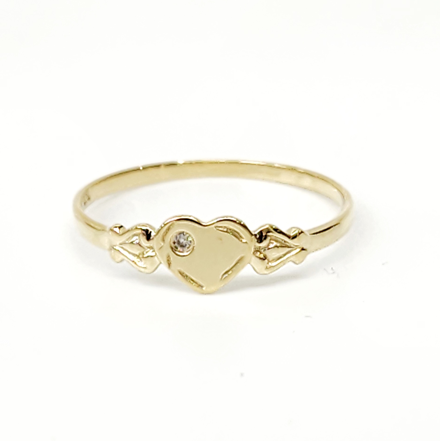 9ct Yellow Gold Single Heart Diamond Signet Ring Gold Rings 