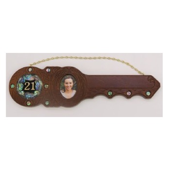 21st Hand Carved Island Design with 21 Paua Shell Disk Insert 21st Keys 