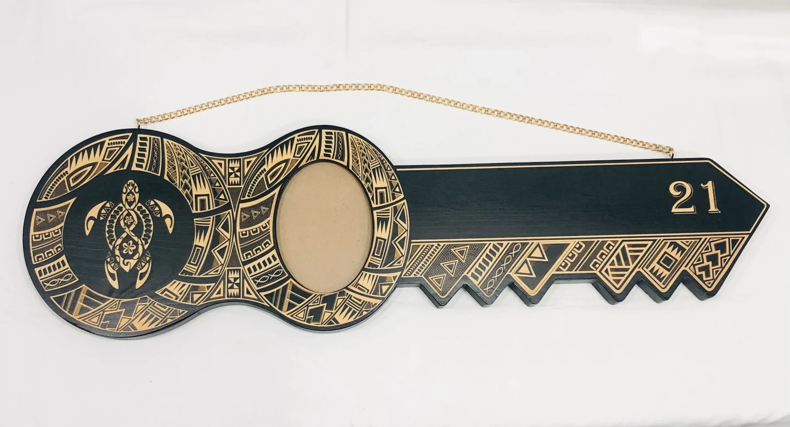 21st Key Island Tattoo Design With Laser Engraved Turtle In The Middle - Design 2110 21st Keys 