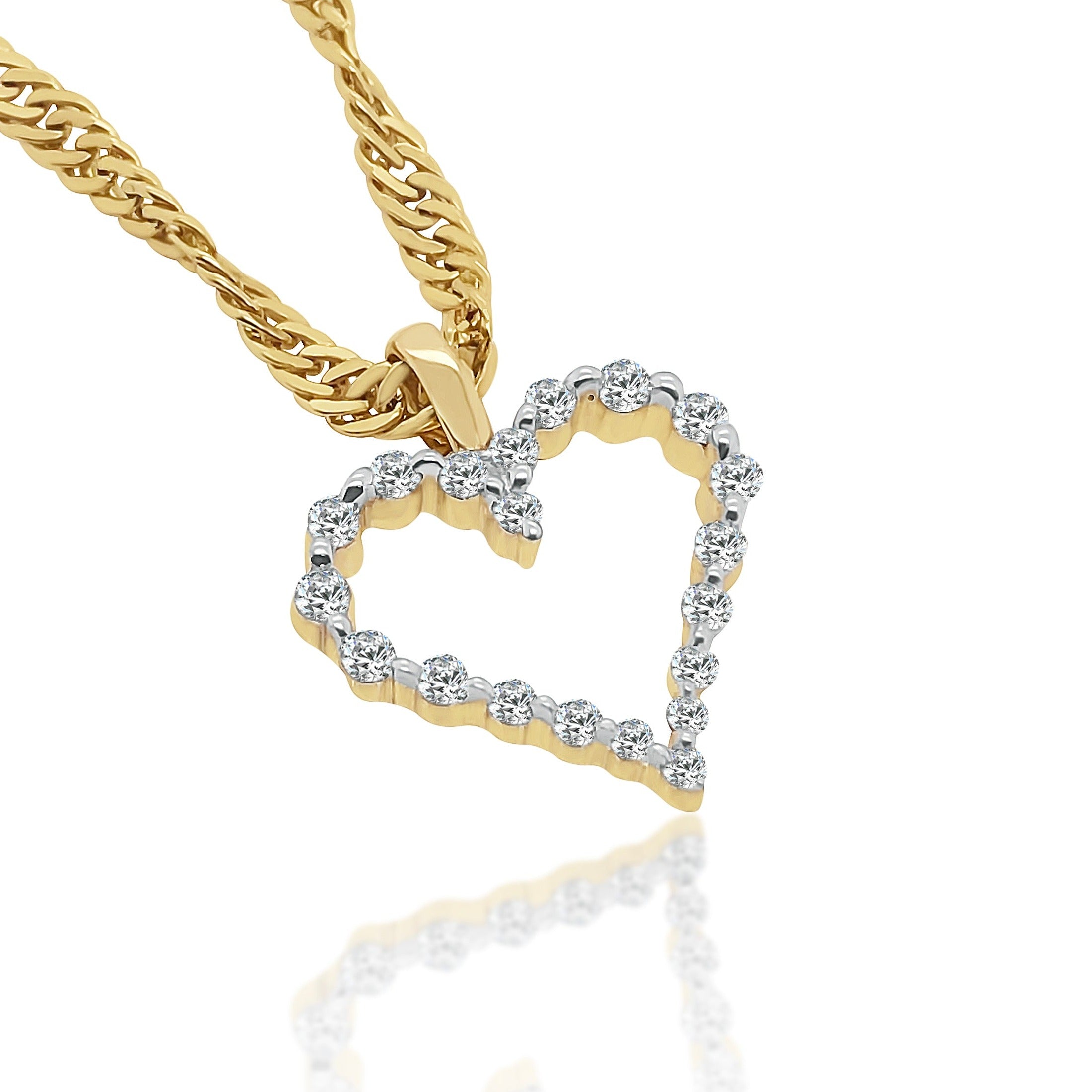 10ct Yellow Gold Heart Shape Diamond Pendant with 0.25ct TW Diamonds Gold Pendants 