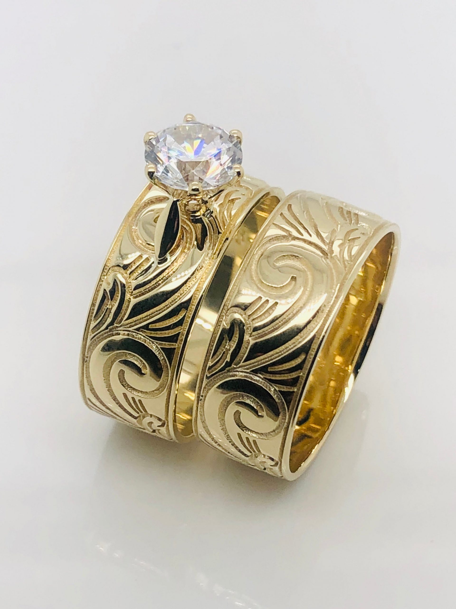 9ct Gold 2 Piece Hawaiian Design Ring Set Gold Rings 