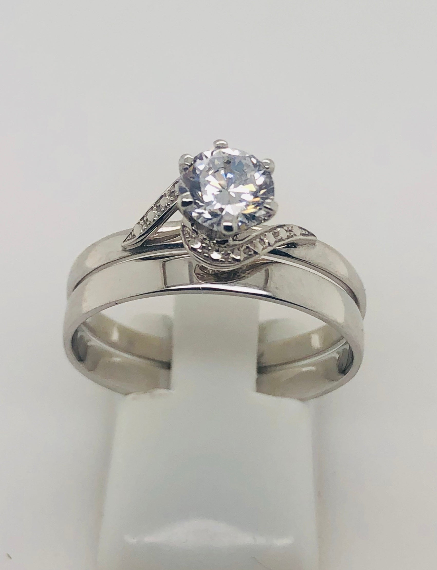 9ct White Gold Ladies 2 Piece Wedding Set Ring 013 Gold Rings 