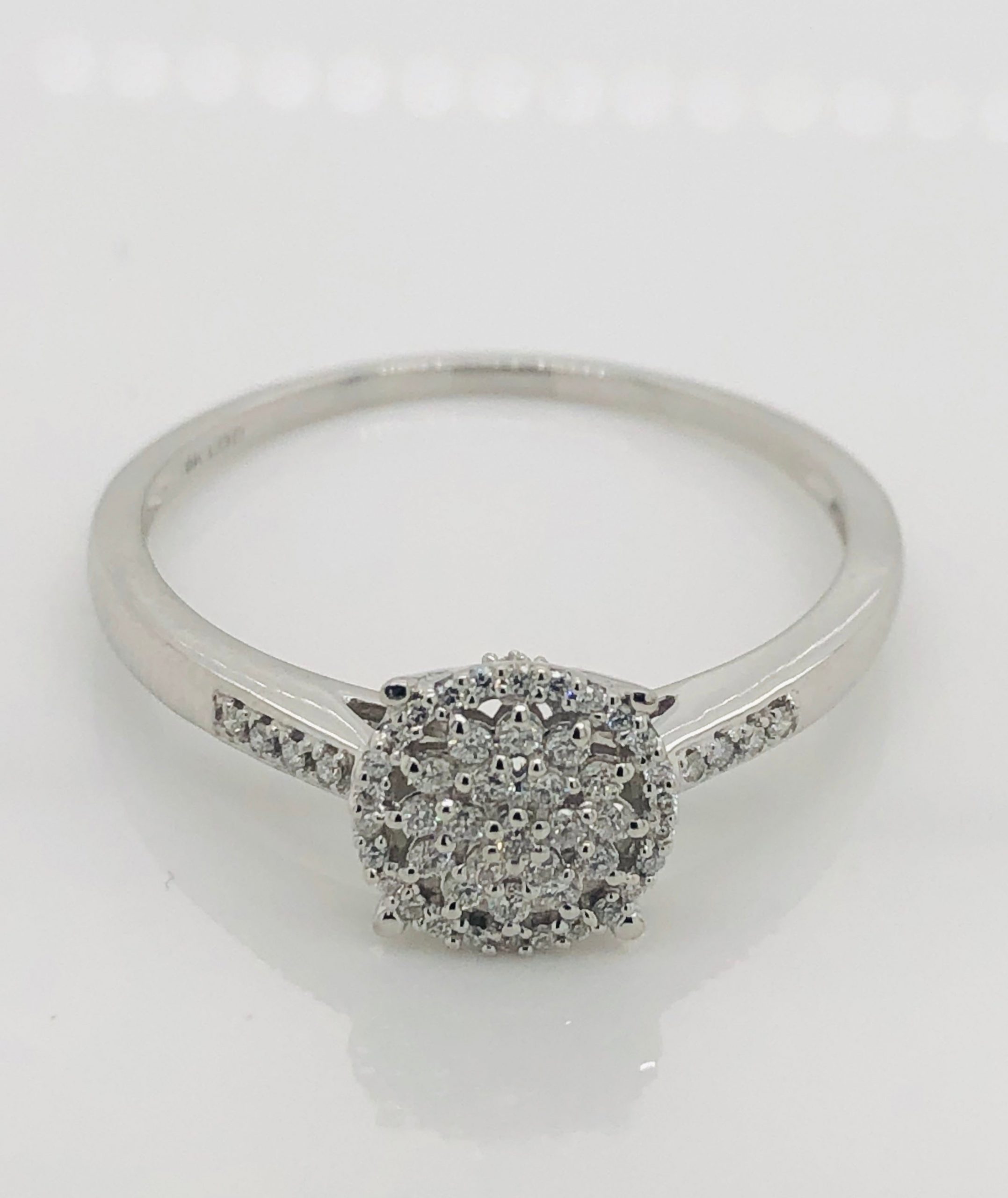 9ct White Gold Ladies Diamond Cluster Ring- TDW 0.25ct Gold Rings 