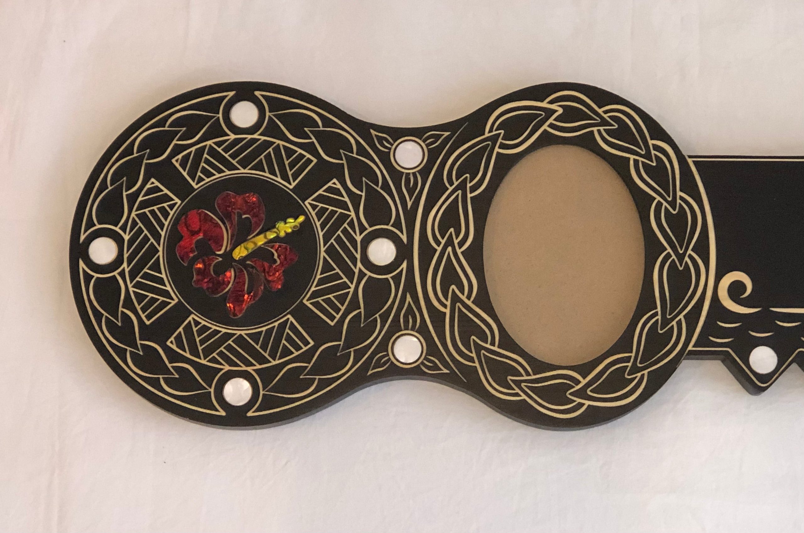 21st Island Design Key with Coloured Paua Shell Hibiscus Flower Inlay & 21 with Round White Mother of Pearl Inlays - Design 2116 21st Keys 21st Island Design Key with Coloured Paua Shell Hibiscus Flower Inlay & 21 with Round White Mother of Pearl Inlays - Design 2116 21st Keys