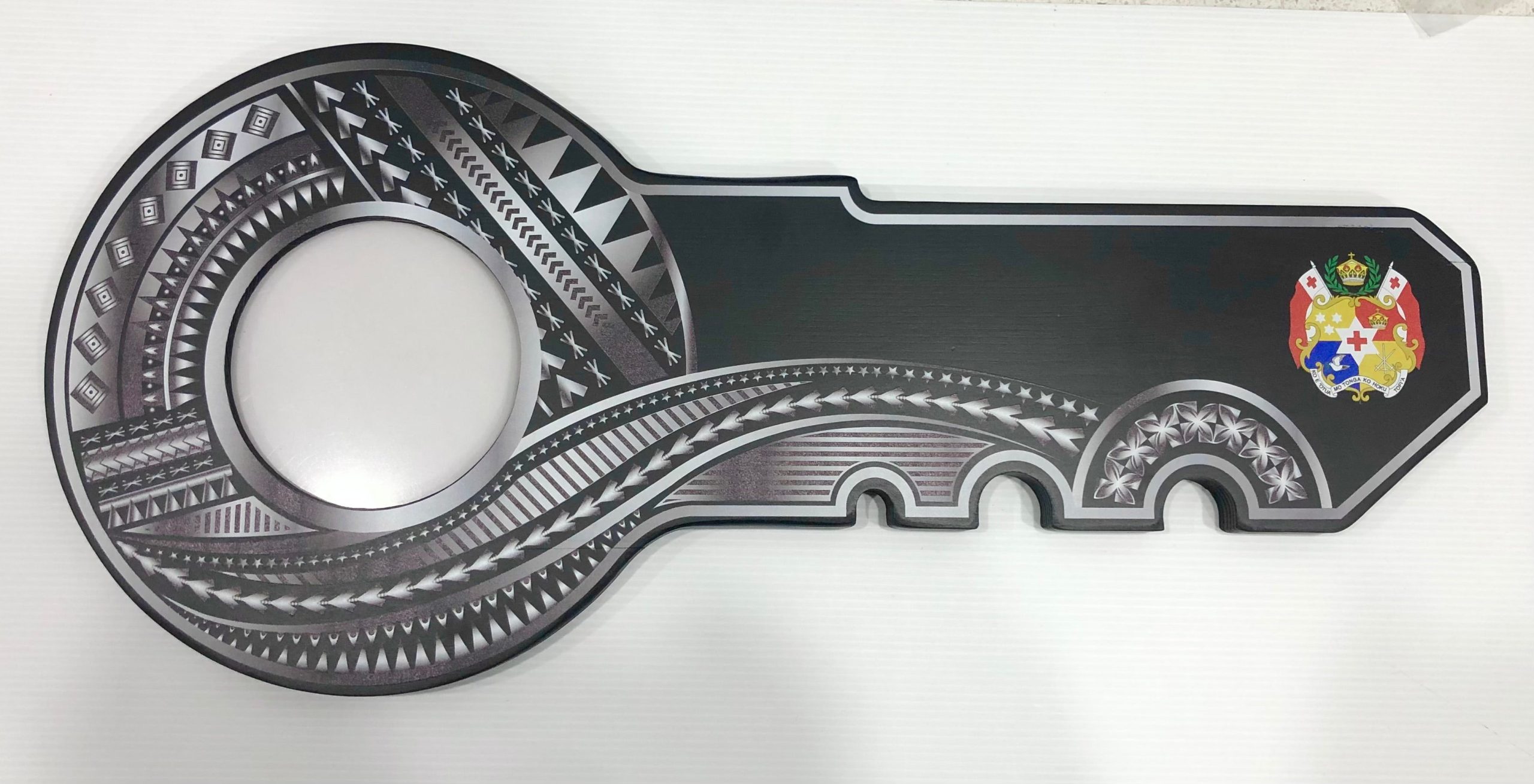 21st Island Design White/Grey Colour UV Printed Key with Coloured Tonga Sila - Design 2260 21st Keys 