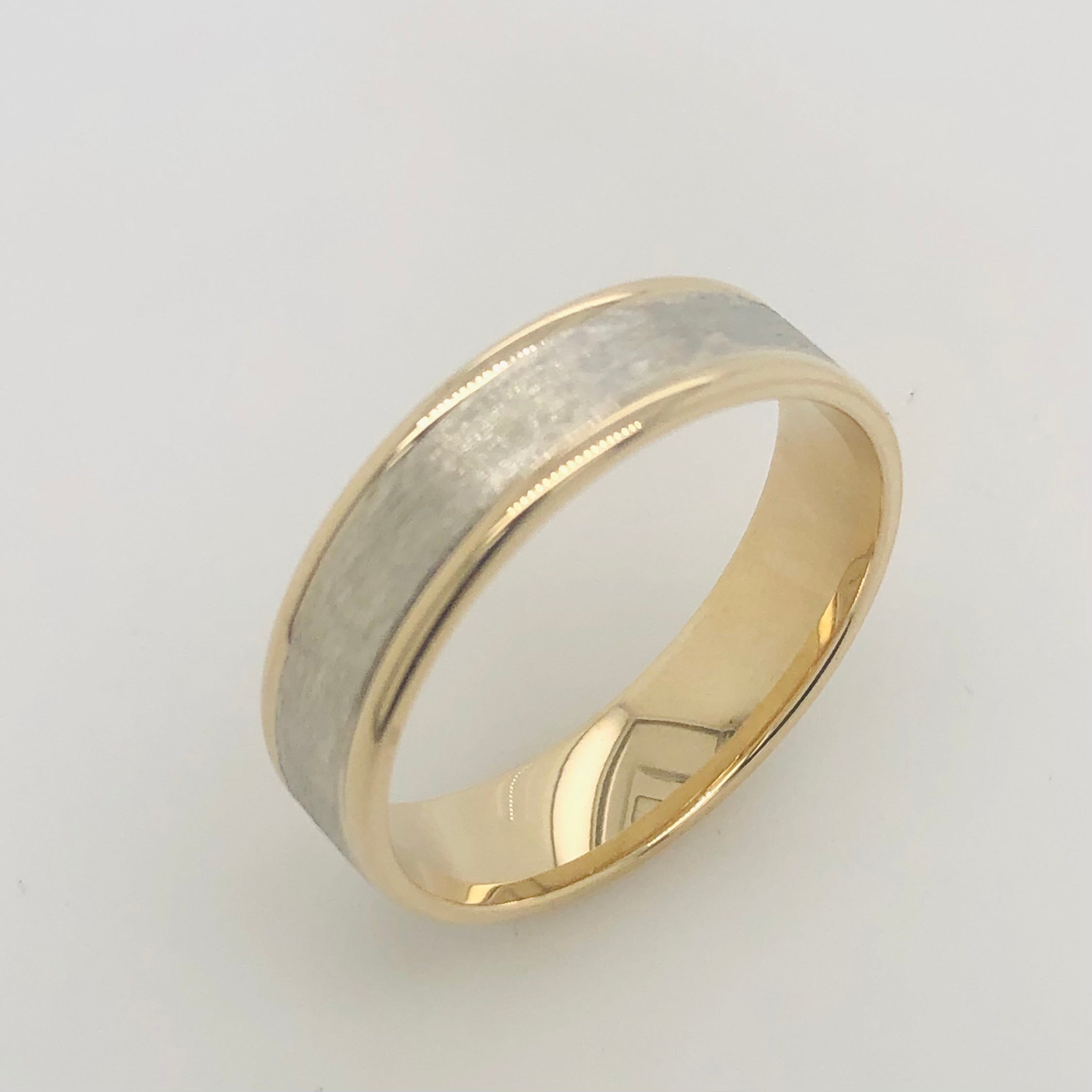 9ct Yellow & White Gold Wedding Ring 6mm Wide Gold Rings 