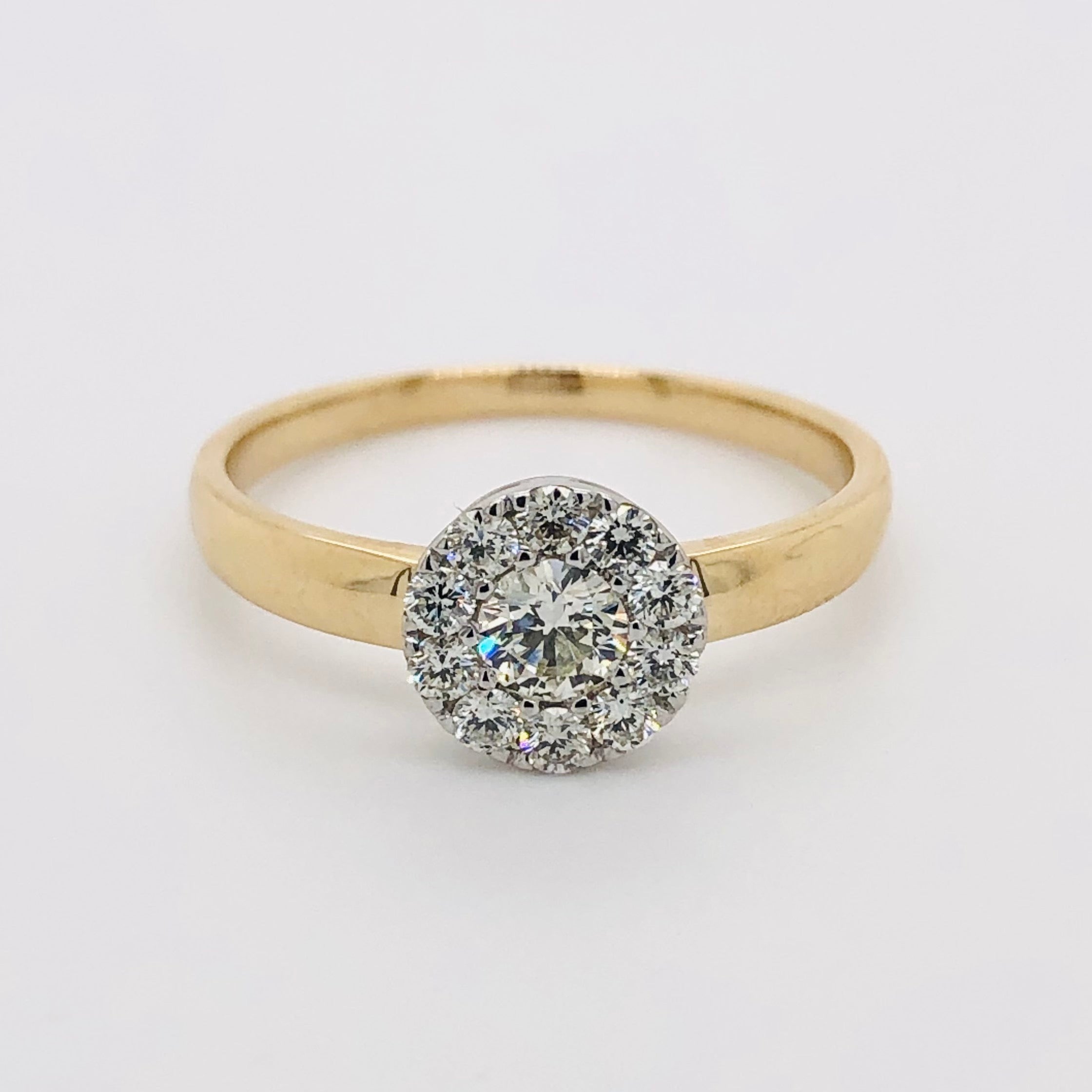 0.50ct Cluster Diamond Engagement Illusion Ring In 9ct Yellow Gold Gold Rings 