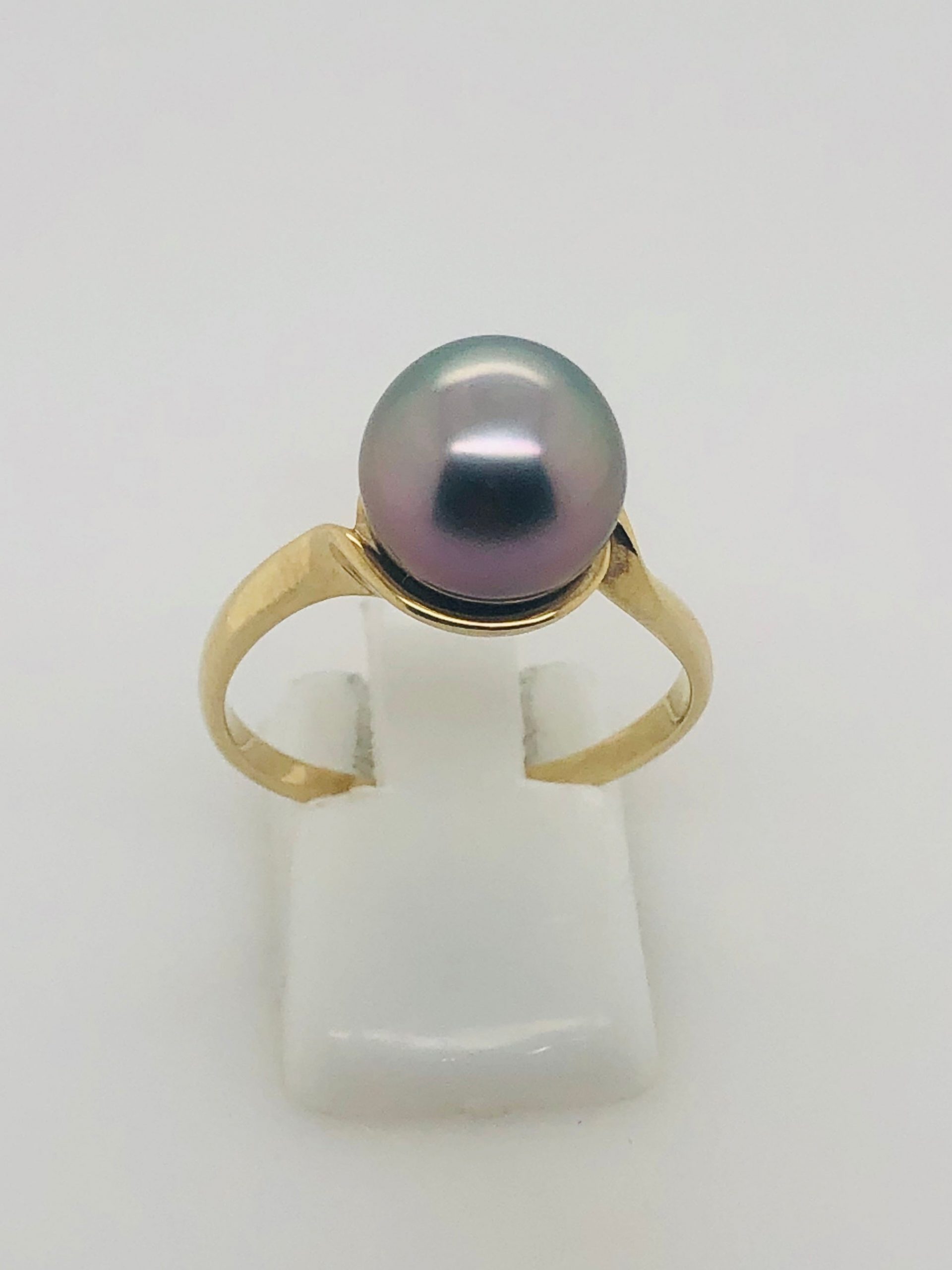 9ct Gold Tahitian Black Pearl Ring - 15 Gold Pearl Jewellery, Pearl Jewellery 