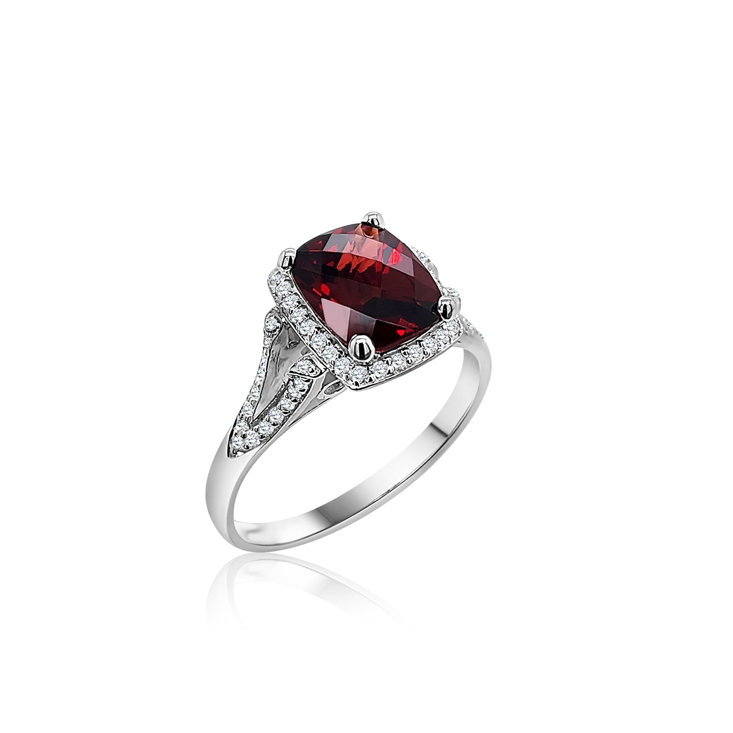925 Sterling Silver Garnet and Cubic Zirconia Ring Sterling Silver Rings 