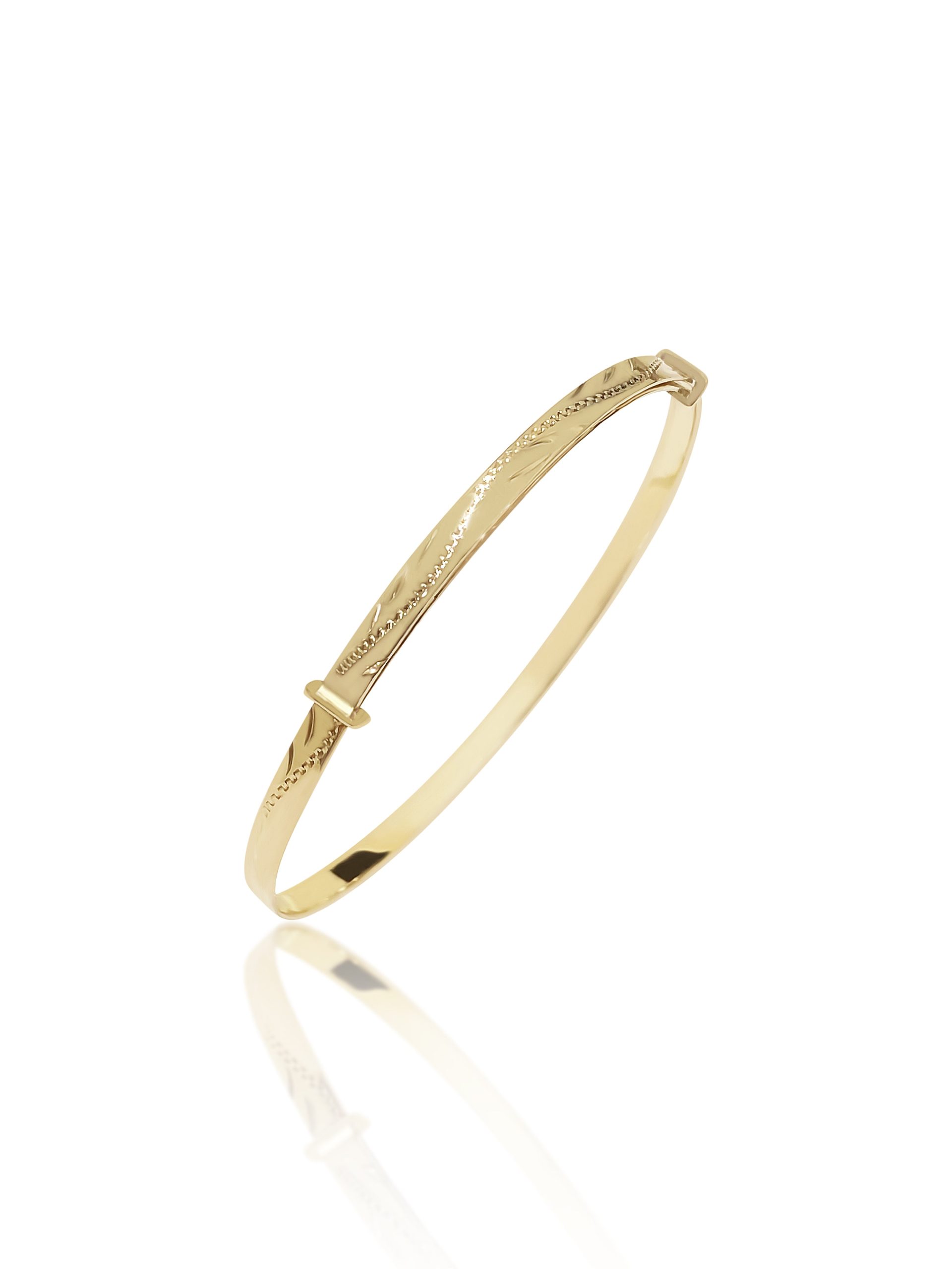 9ct Yellow Gold Large Engraved Expanding Bangle Gold Bracelets 