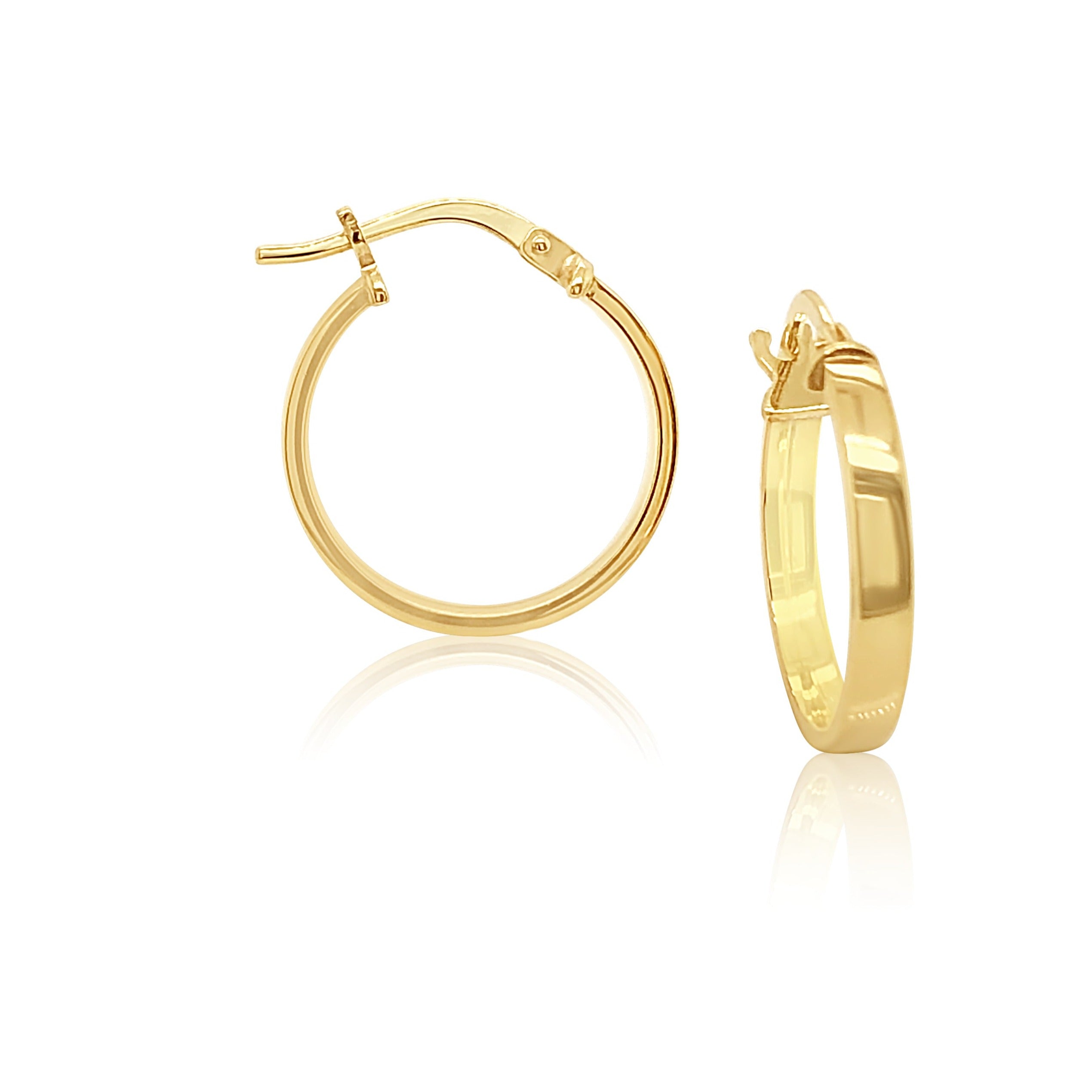9ct Yellow Gold Silver Filled 15mm Diameter Square Hoop Earring Gold & Silver Bonded Earrings, Gold Earrings 
