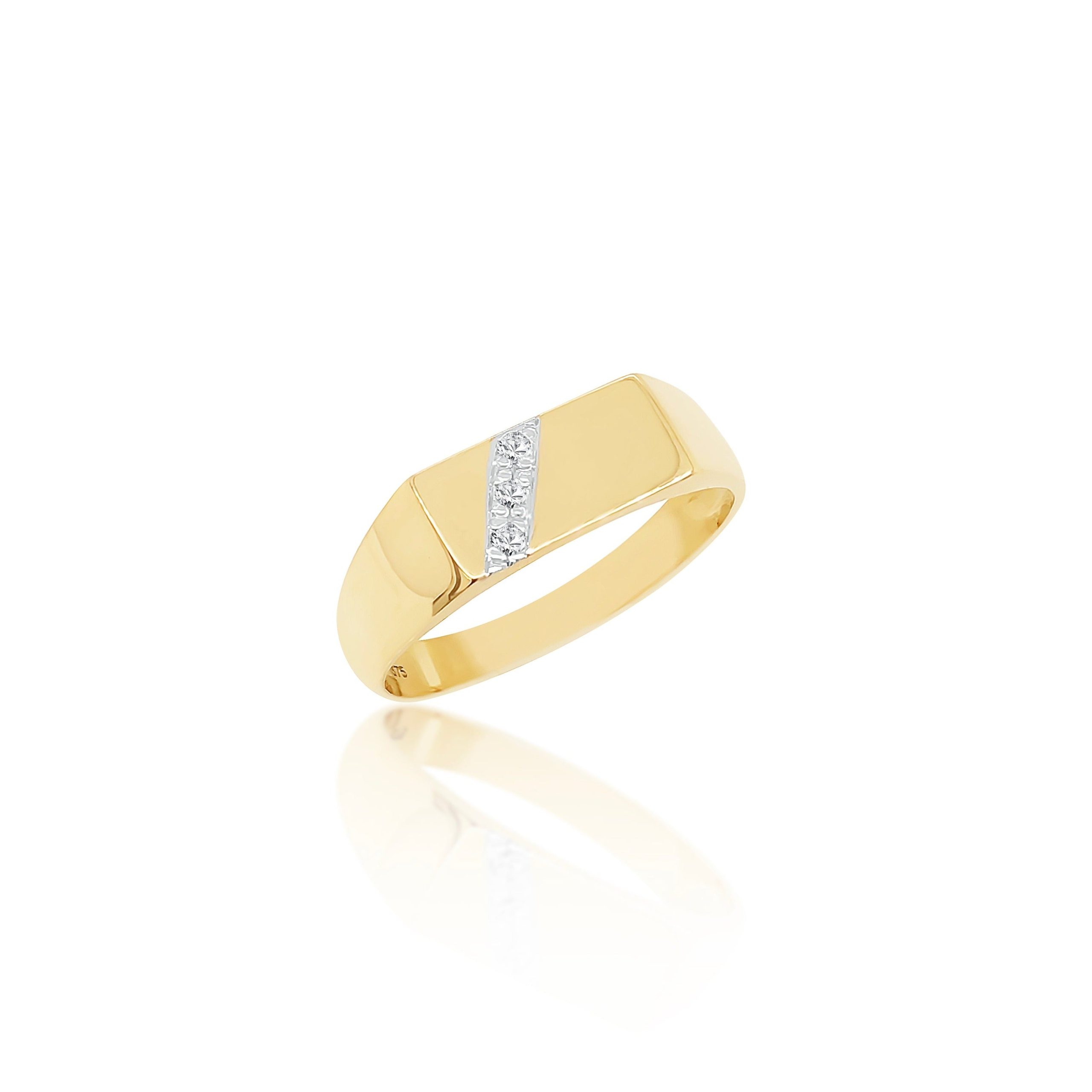 9ct Yellow Gold Gents Signet Ring with Diamond Setting - D6413 9ct Gold Ring, Gold Jewellery, Gold Rings 