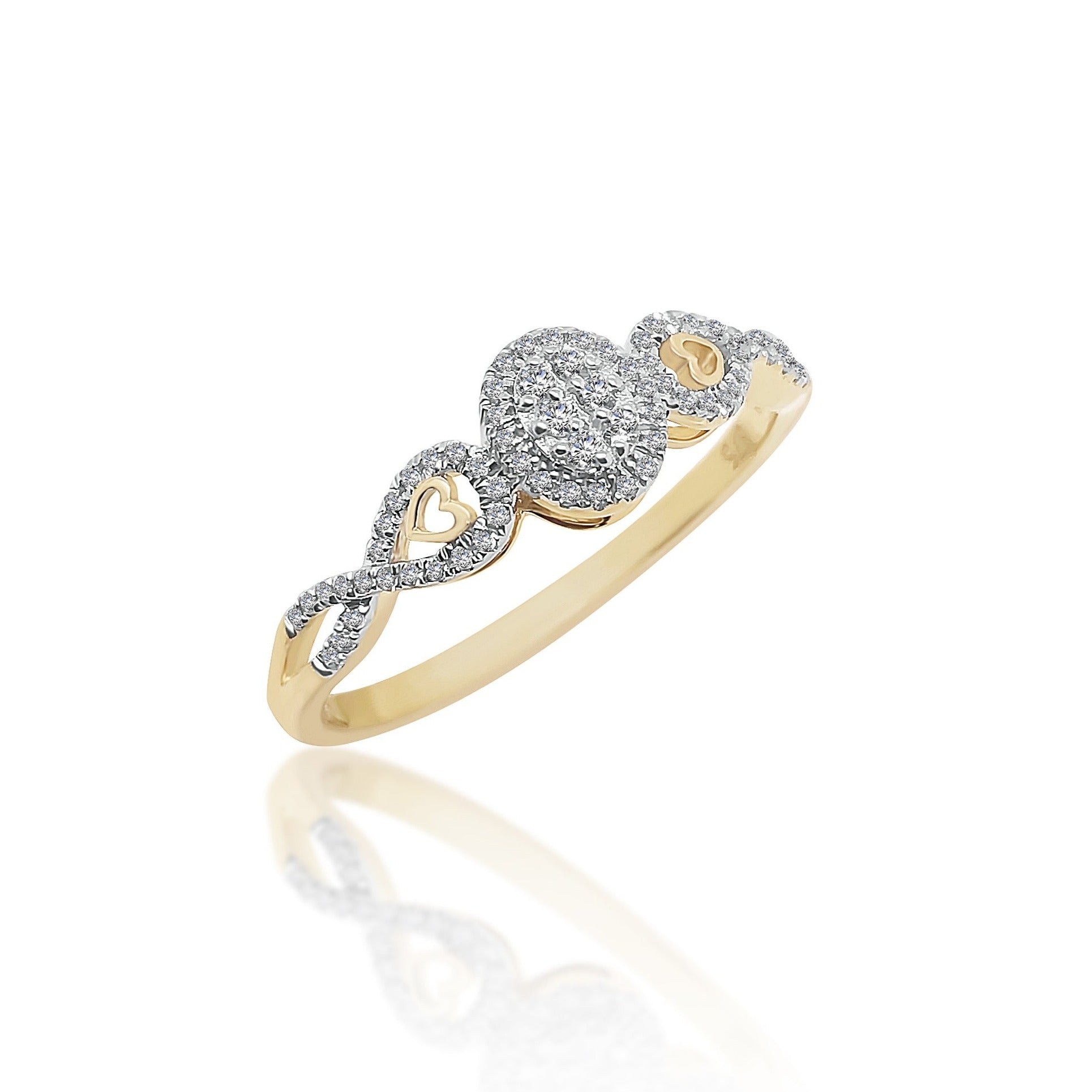 9ct Yellow Gold and Cubic Zirconia Crossover Oval Cluster Ring with Stone Set Shoulders Gold Rings 