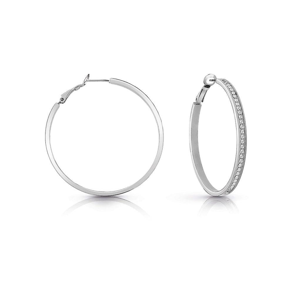 Guess Stainless Steel Rhodium Plated Swarovski Crystal Pave Earrings - UBE28094 GUESS JEWELLERY 