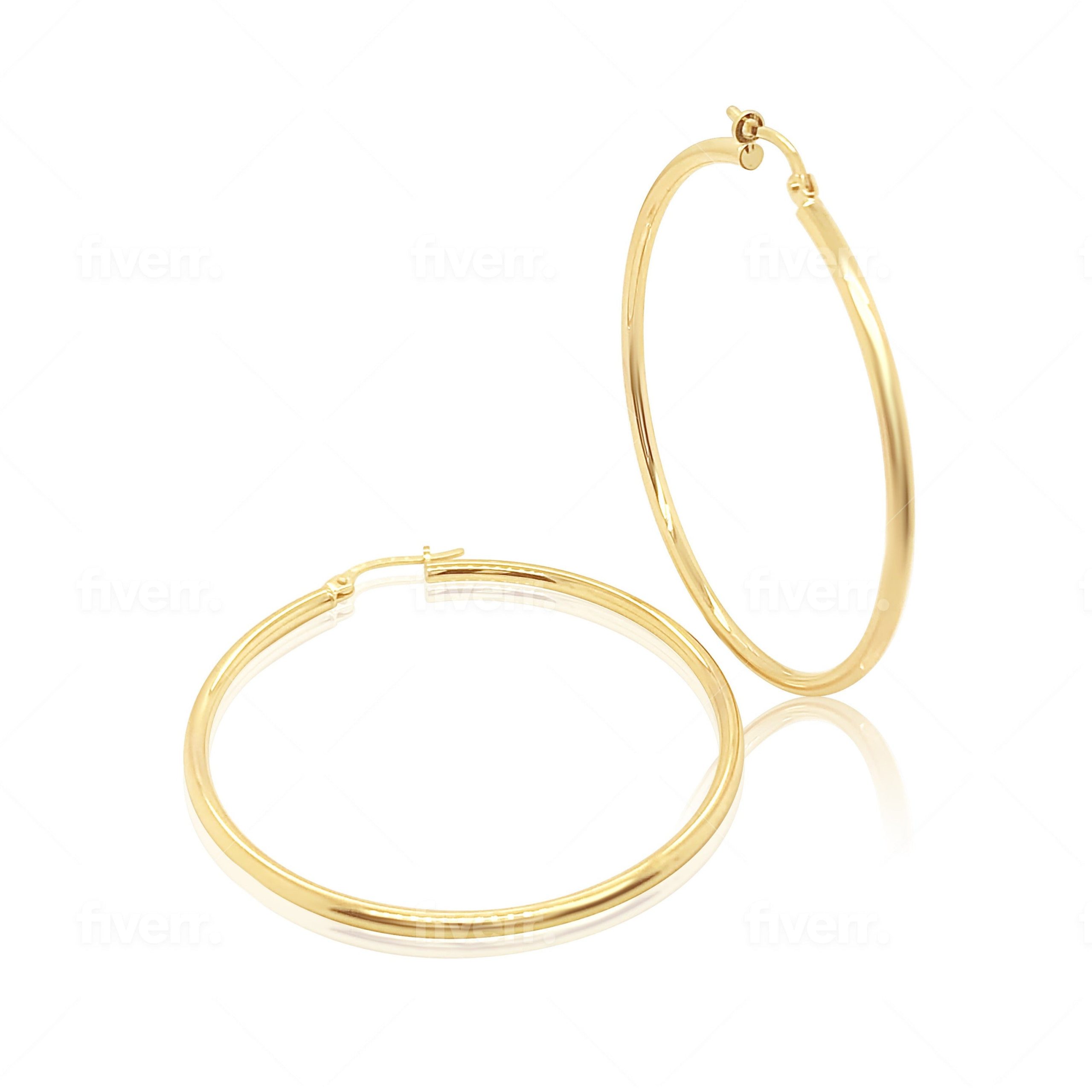 9ct Yellow Gold 40mm Diameter Round Hoop Earrings Gold Earrings 
