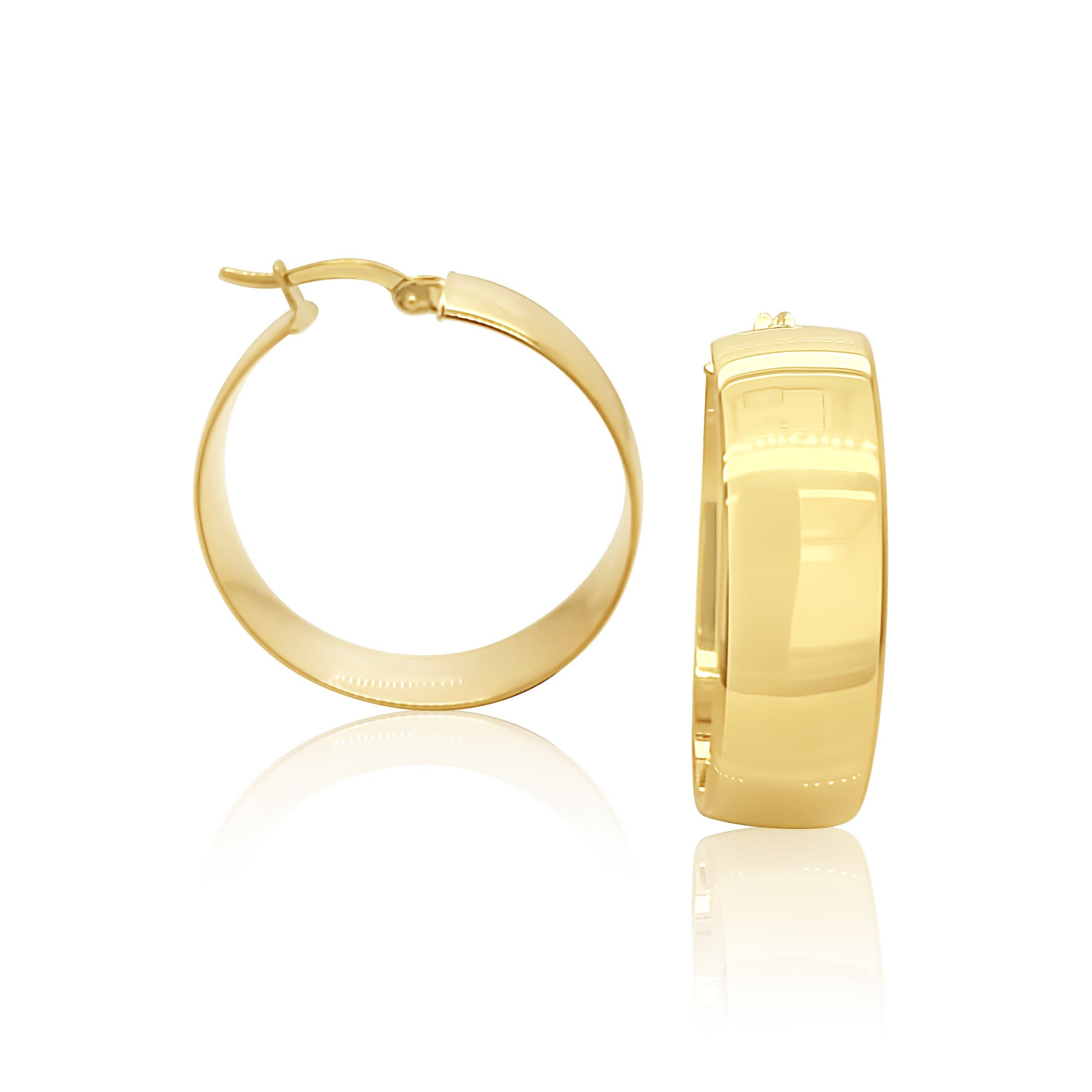 9ct Yellow Gold 8mm x 25mm Diameter Half Round Hoop Earrings Gold Earrings 