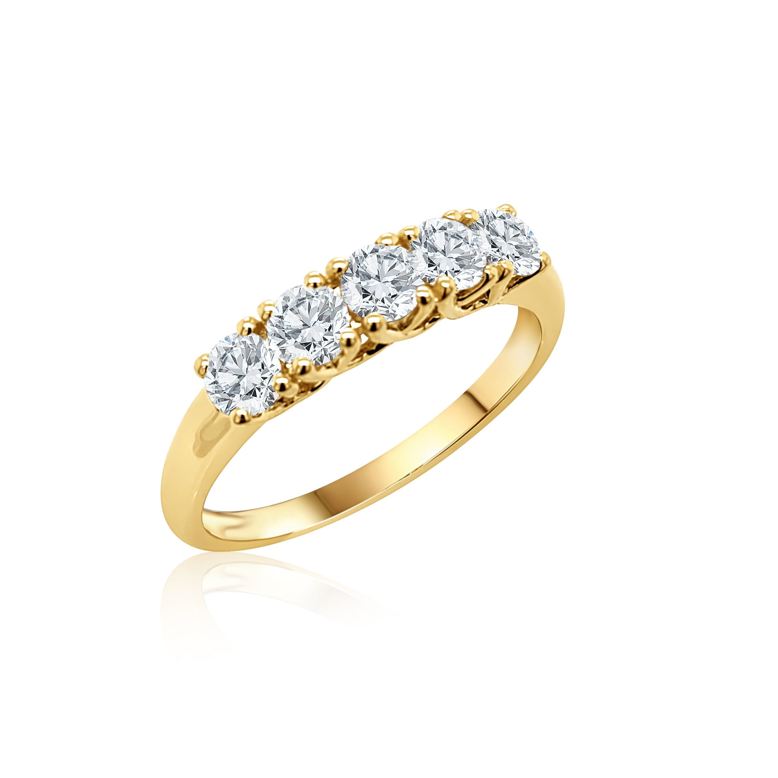 9ct Yellow Gold 5 Stone Wedding Band with Cubic Zirconia Setting 9ct Gold Ring, Gold Jewellery, Gold Rings 