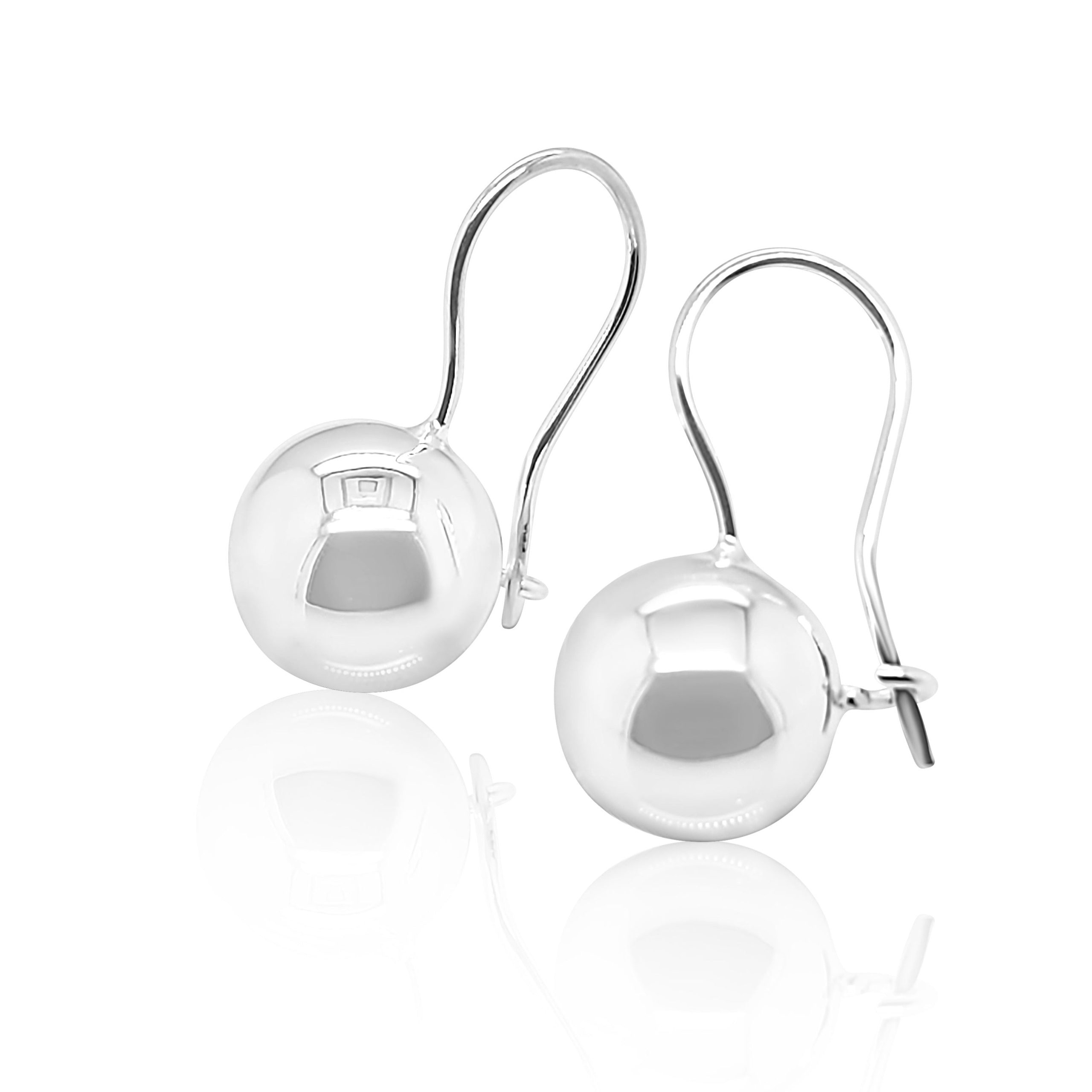 Sterling Silver 12mm Euroball Earrings STERLING SILVER EARRINGS 