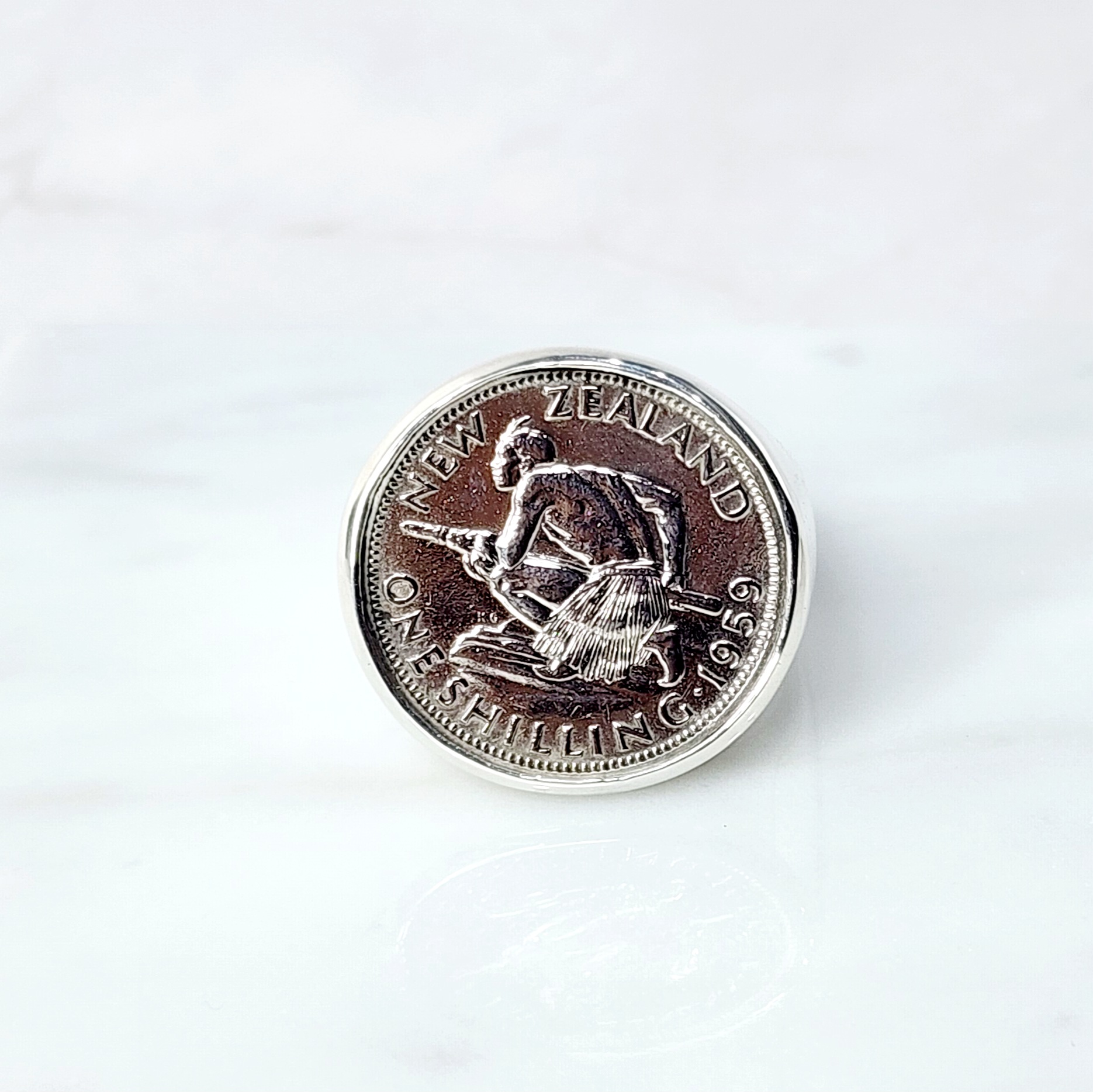 1964 One Shilling Coin Ring in Sterling Silver Sterling Silver Rings 1964 One Shilling Coin Ring in Sterling Silver Sterling Silver Rings