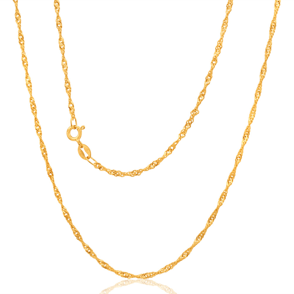 9ct Yellow Gold Singapore Twist Chain - 30 Gauge Gold Chain 