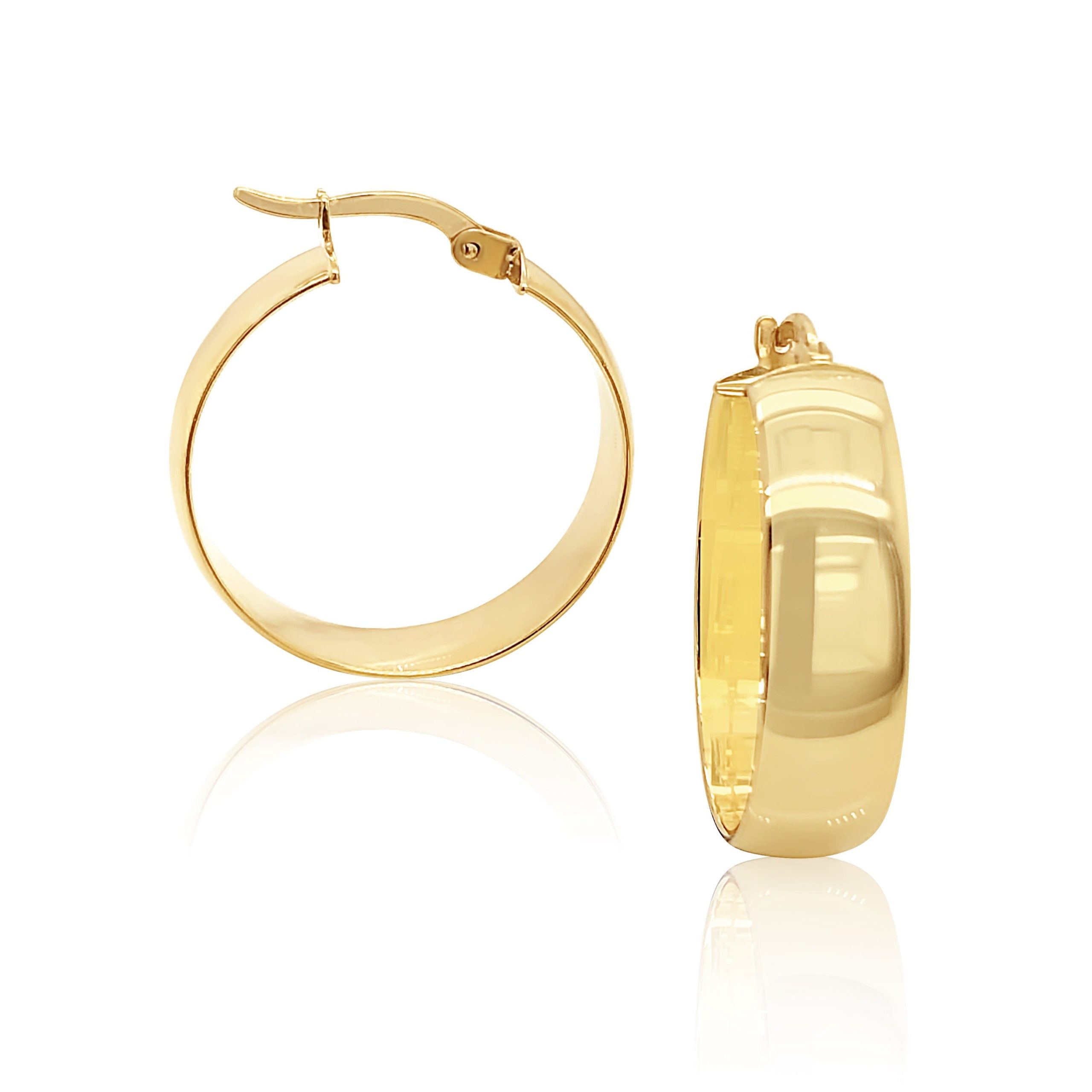9ct Yellow Gold Silver Filled 20mm Hoop Earrings Gold & Silver Bonded Earrings, Gold Earrings 