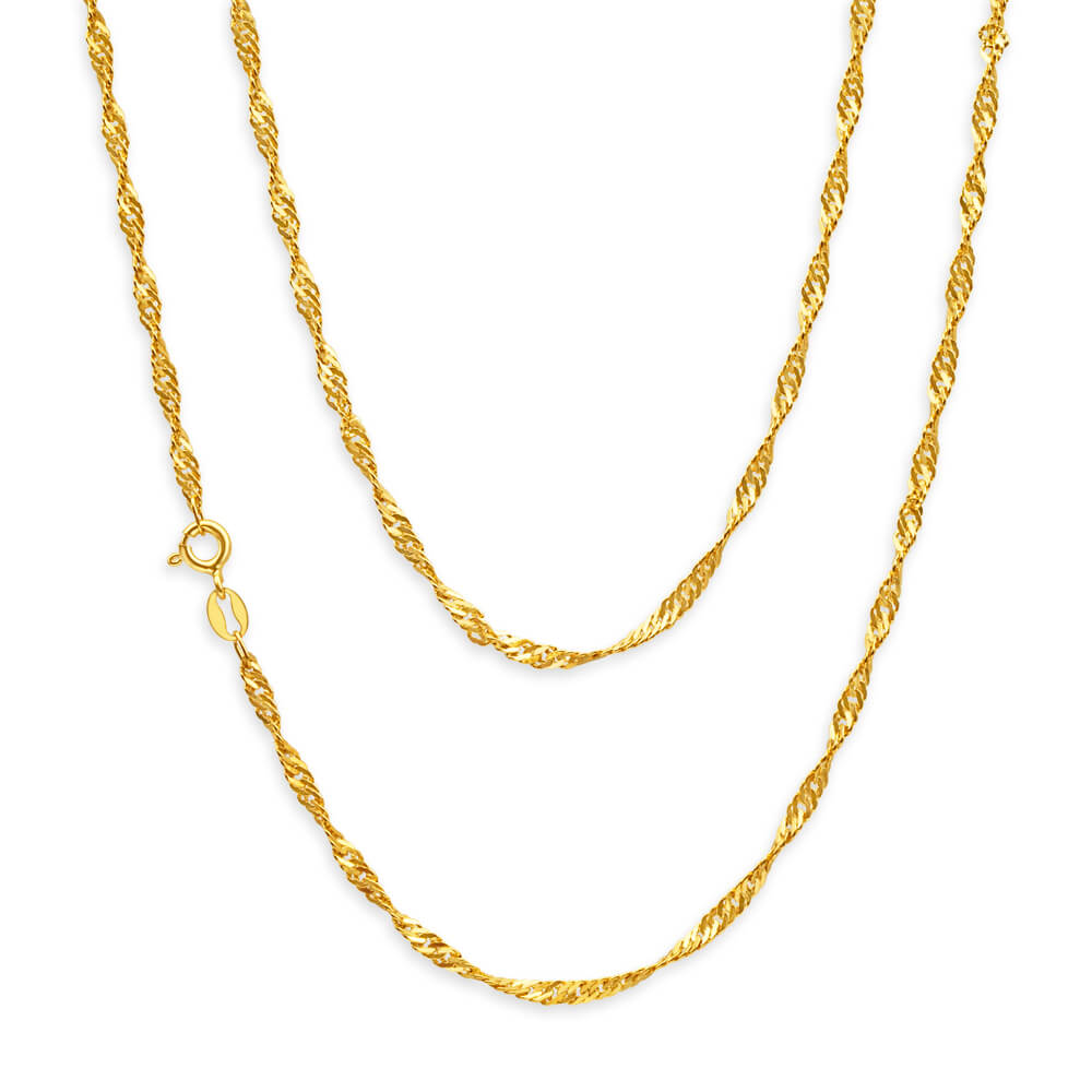 9ct Yellow Gold Singapore Twist Chain - 40 Gauge Gold Chain 