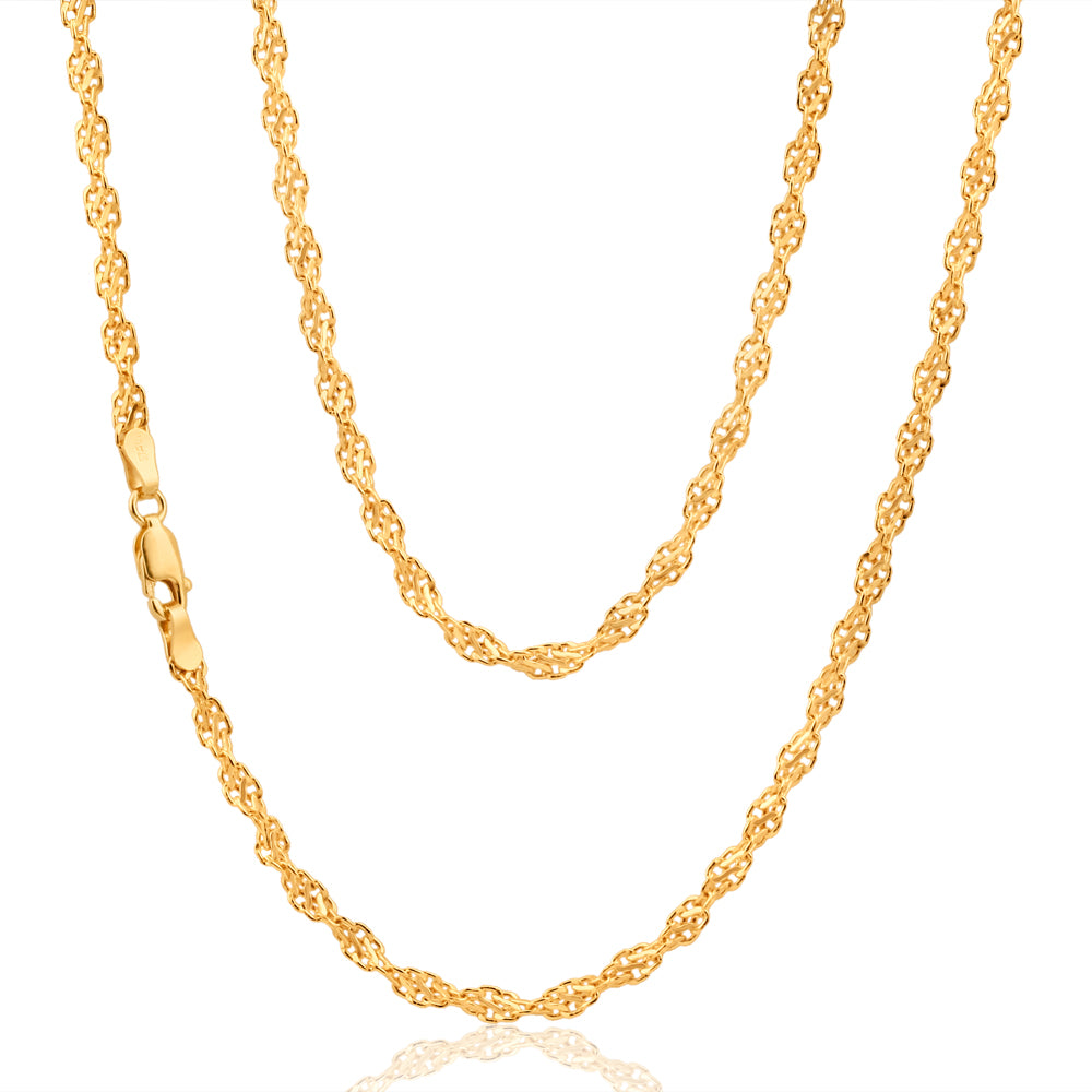 9ct Yellow Gold Singapore Twist Chain - 50 Gauge Gold Chain 