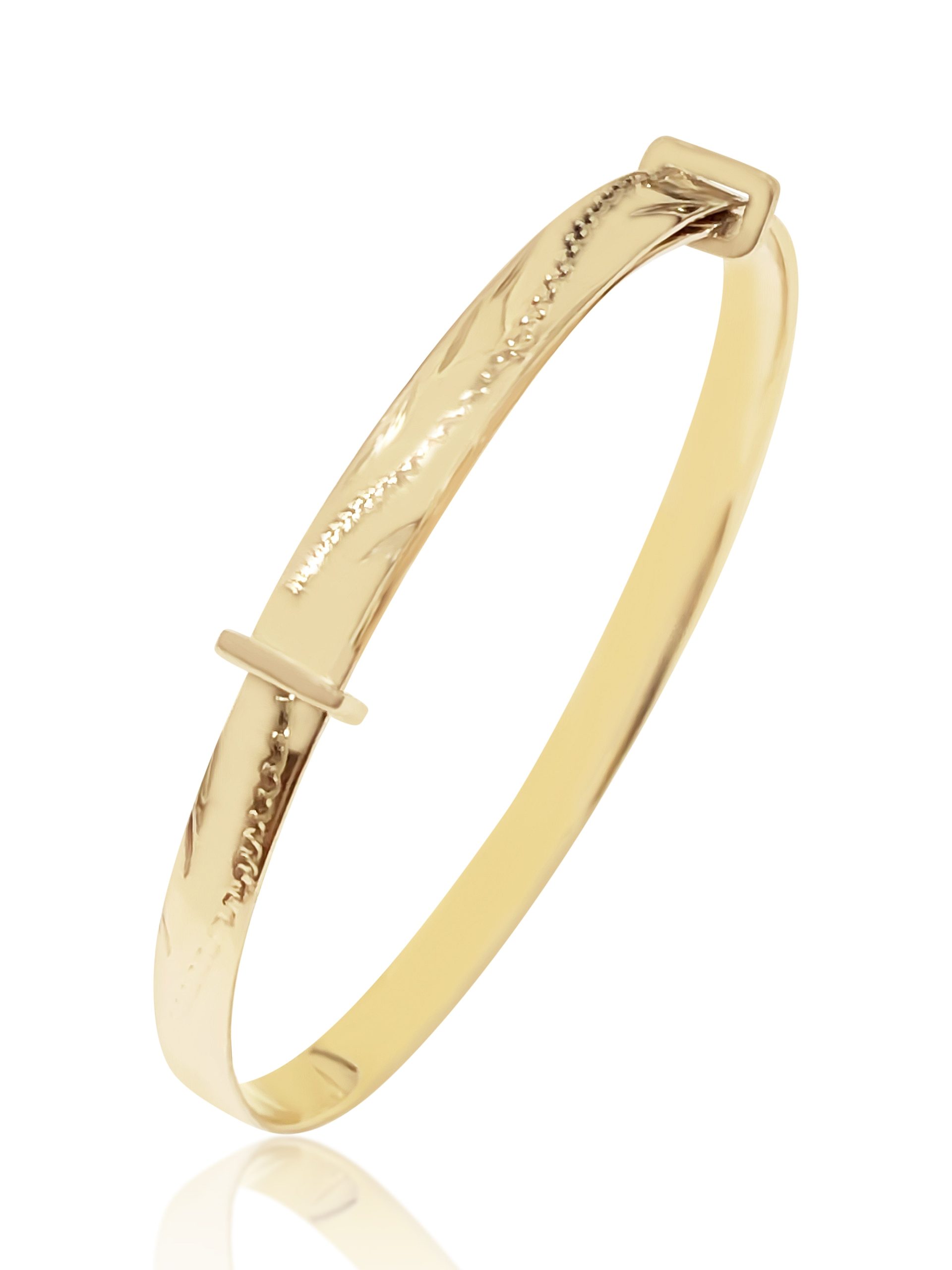 9ct Yellow Gold Small Engraved Baby Expanding Bangle Gold Bracelets 