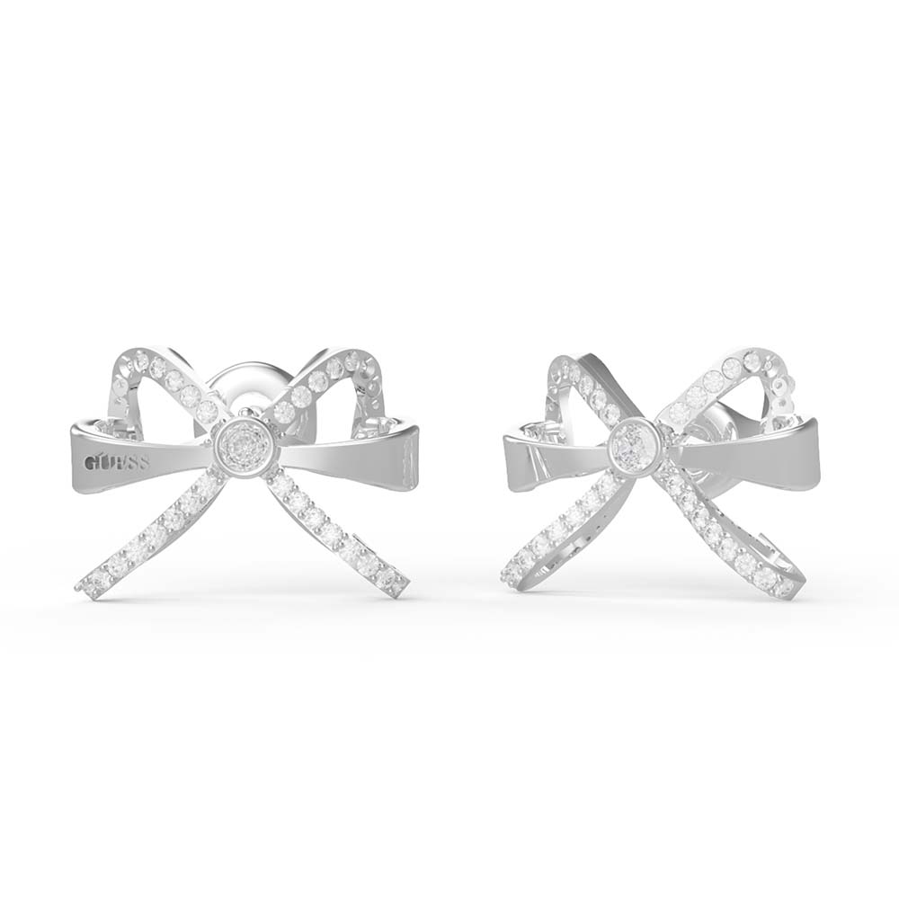 Guess Rhodium Plated Stainless Steel 16mm Bow Stud Earrings - UBE01325JWRH GUESS JEWELLERY 