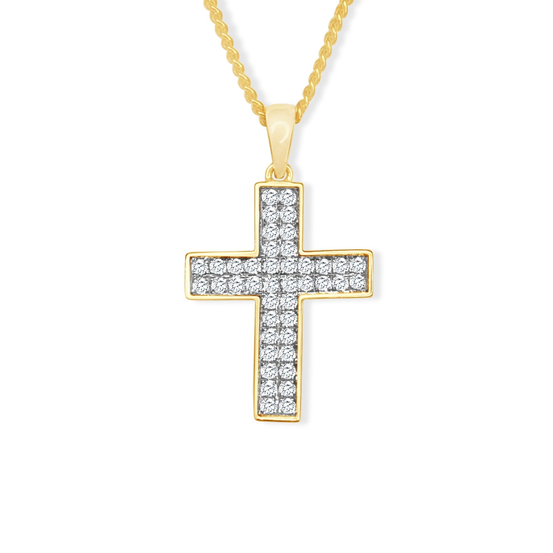 9ct Yellow Gold Cubic Zirconia Set Cross Pendant Gold Pendants 