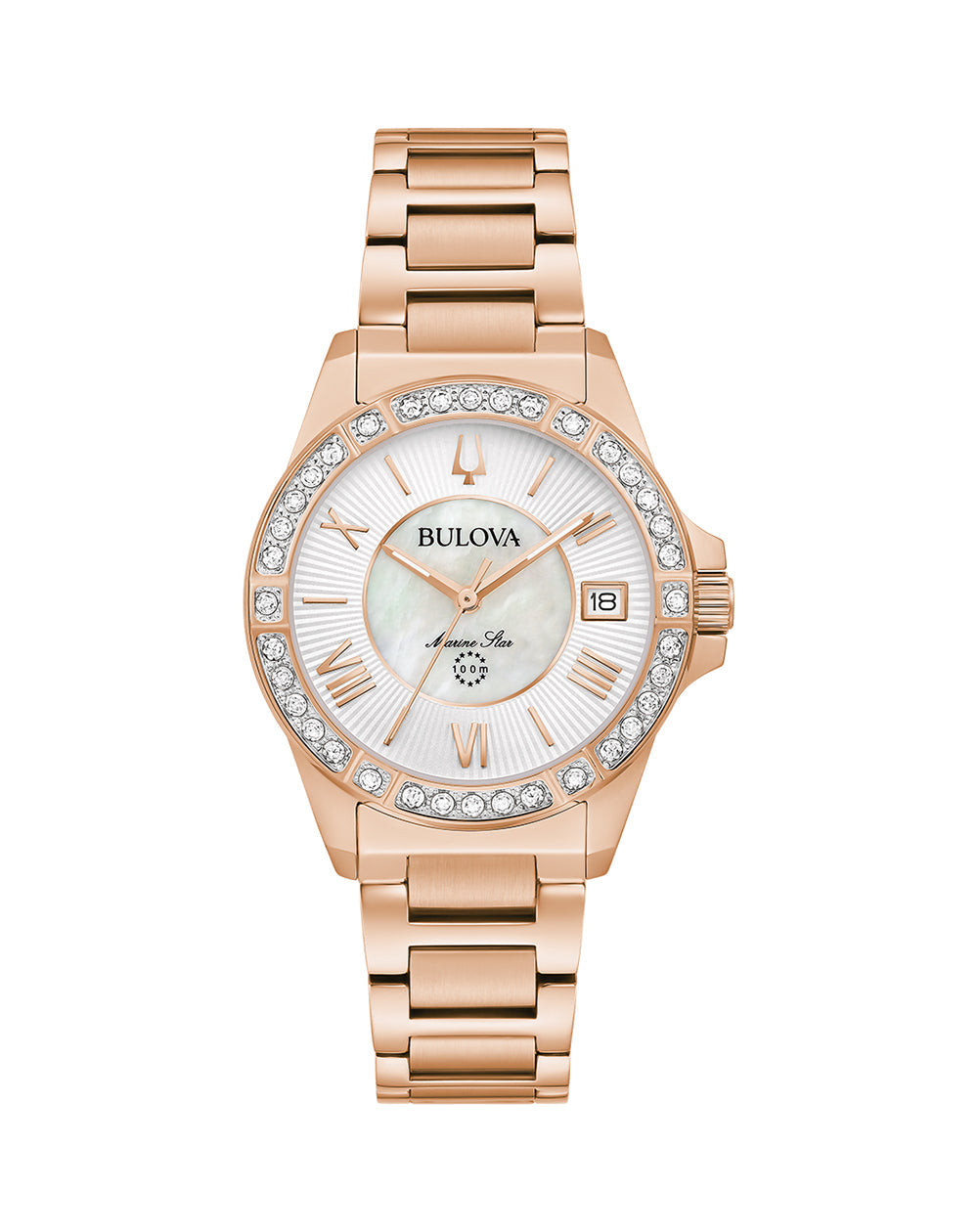BULOVA MARINE STAR LADIES DIAMOND SET ROSE GOLD BRACELET - 98R295 bulova 