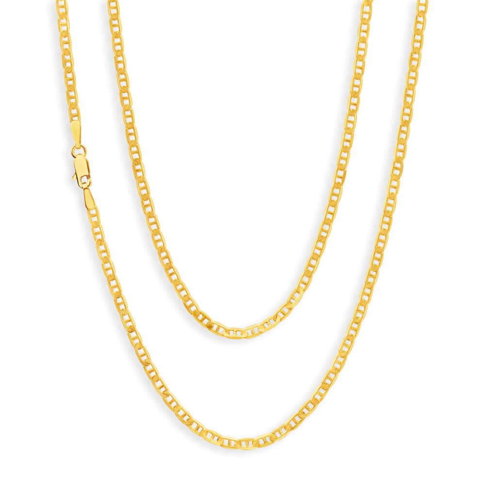 9ct Yellow Gold Classice Bevelled Diamond Cut Anchor Link Chain - 60 Gauge Gold Chain 