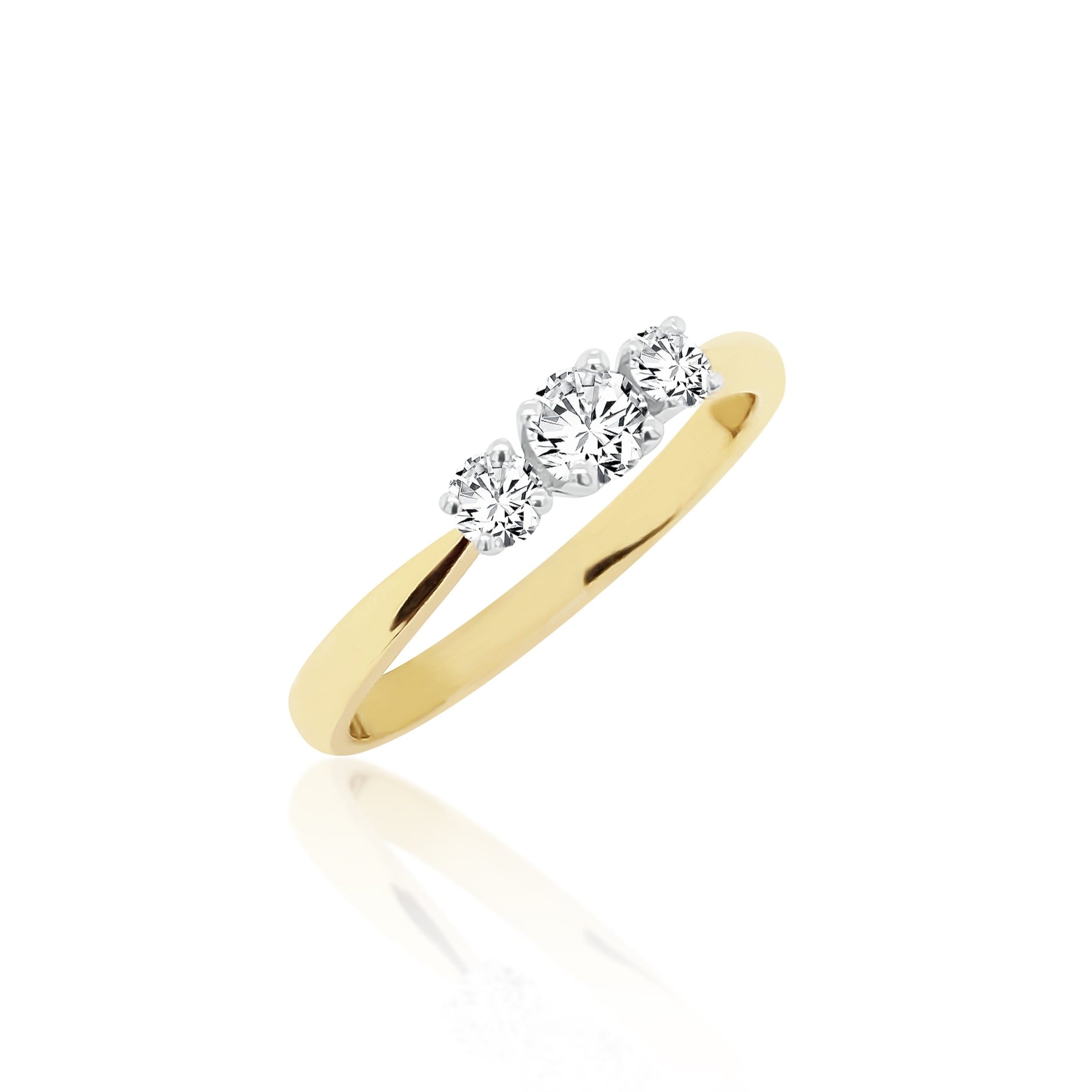 Three Stone Engagement Ring with 0.40 Carat Diamonds in 18ct Yellow Gold Gold Rings 