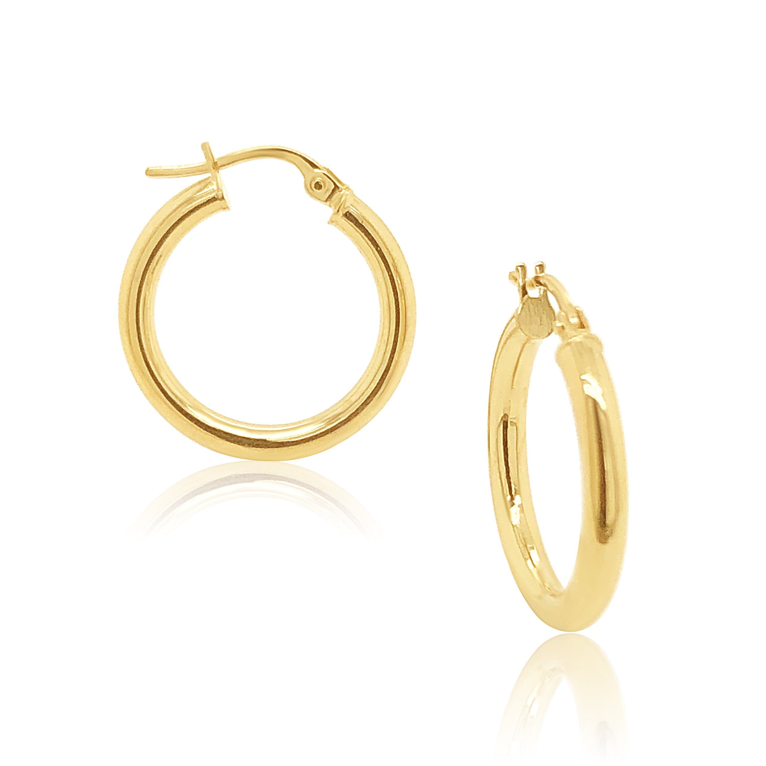 9ct Yellow Gold 15mm Diameter Plain Round Hoop Earrings SKU-5ER0013 Gold Earrings 