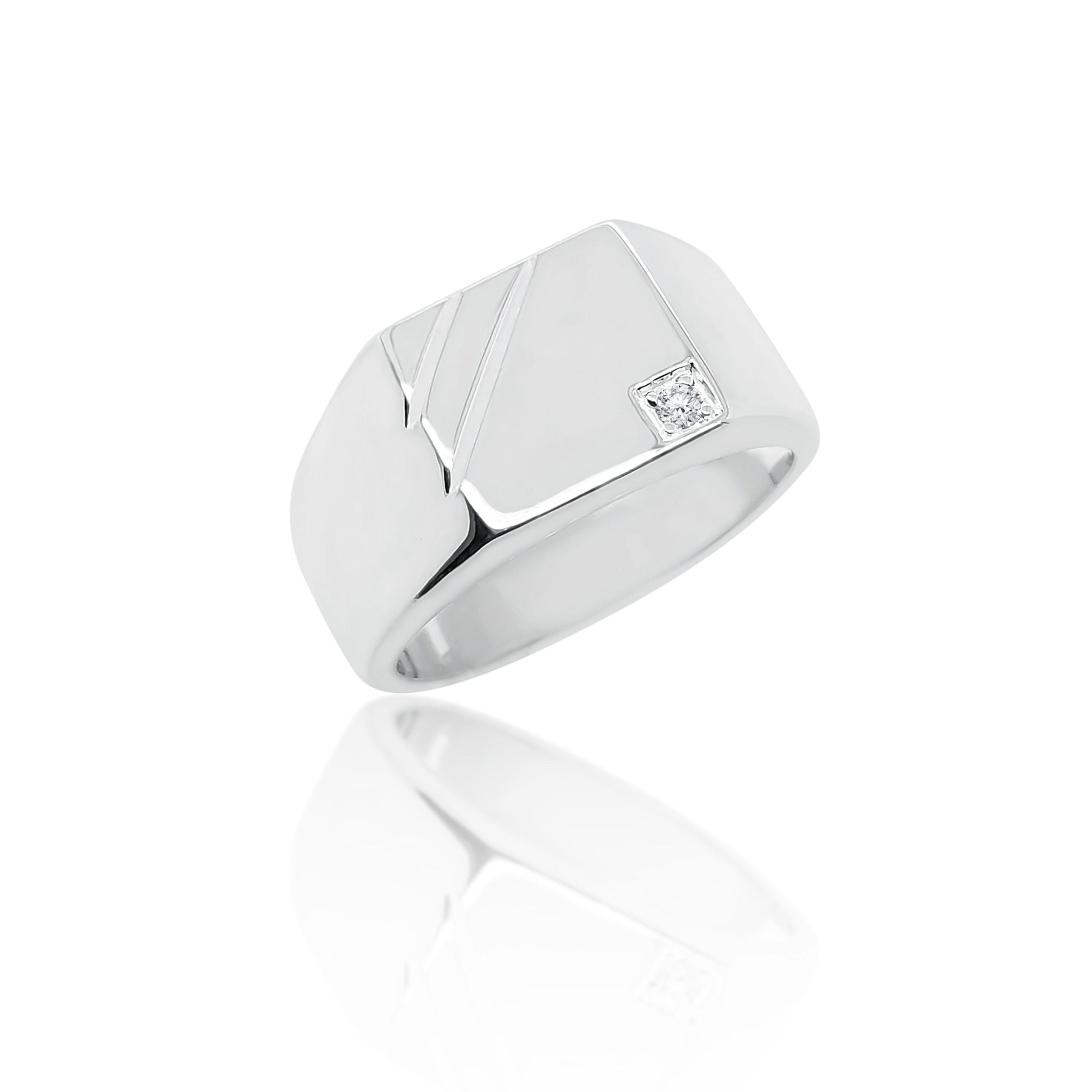 Sterling Silver Men's Cubic Zirconia Square Signet Ring - SSD7802 Sterling Silver Rings 