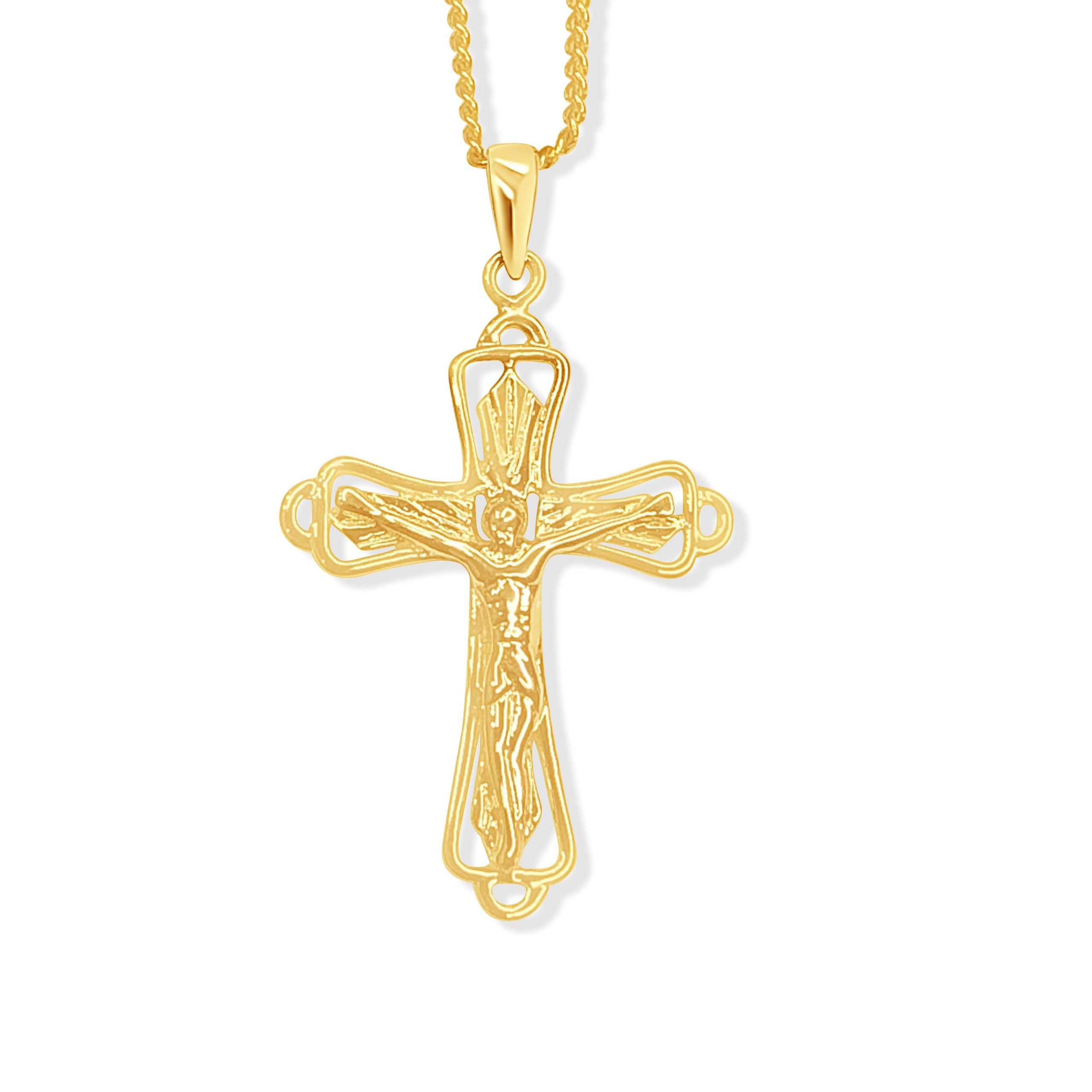 9ct Yellow Gold Crucifix Cross Pendant Gold Pendants 