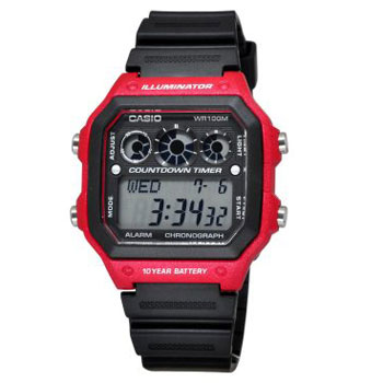 Casio Men's 38mm Sports Watch - Black/Red AE1300WH-4A CASIO 