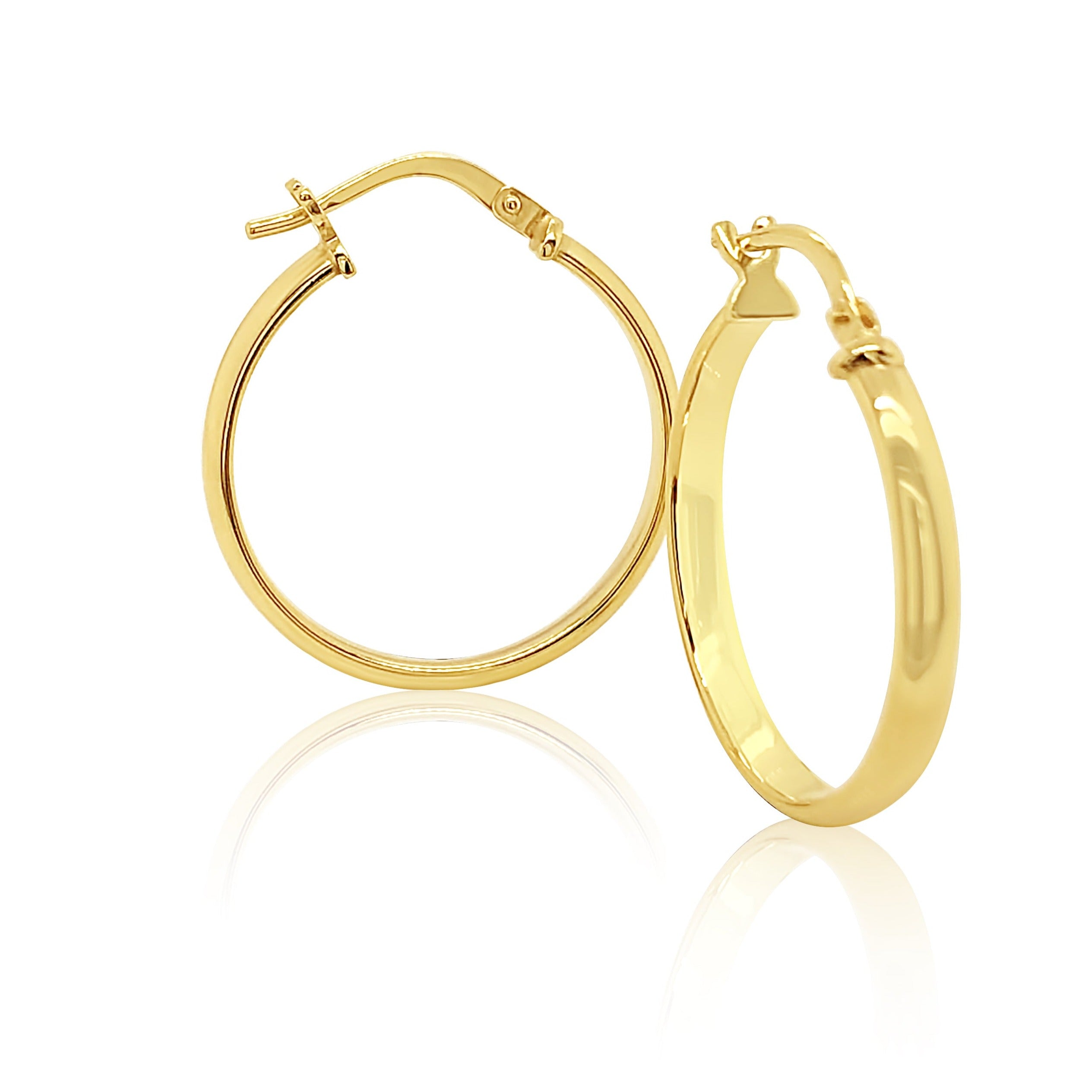 9ct Yellow Gold Silver Filled 20mm Diameter Half Round Hoop Earring Gold & Silver Bonded Earrings, Gold Earrings 