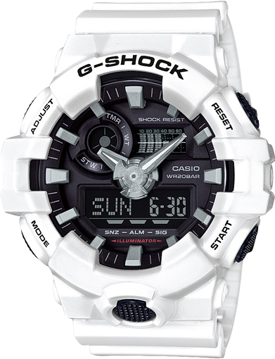 Casio G-SHOCK GA-700-7ADR White Resin Analogue-Digital Watch – 200 m Water-Resistant Tough Gear G-SHOCK 