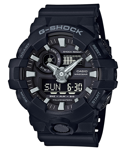 Casio G-Shock GA700-1B Black Resin Analog-Digital Watch – 200M Water Resistant, Super Illuminator G-SHOCK 