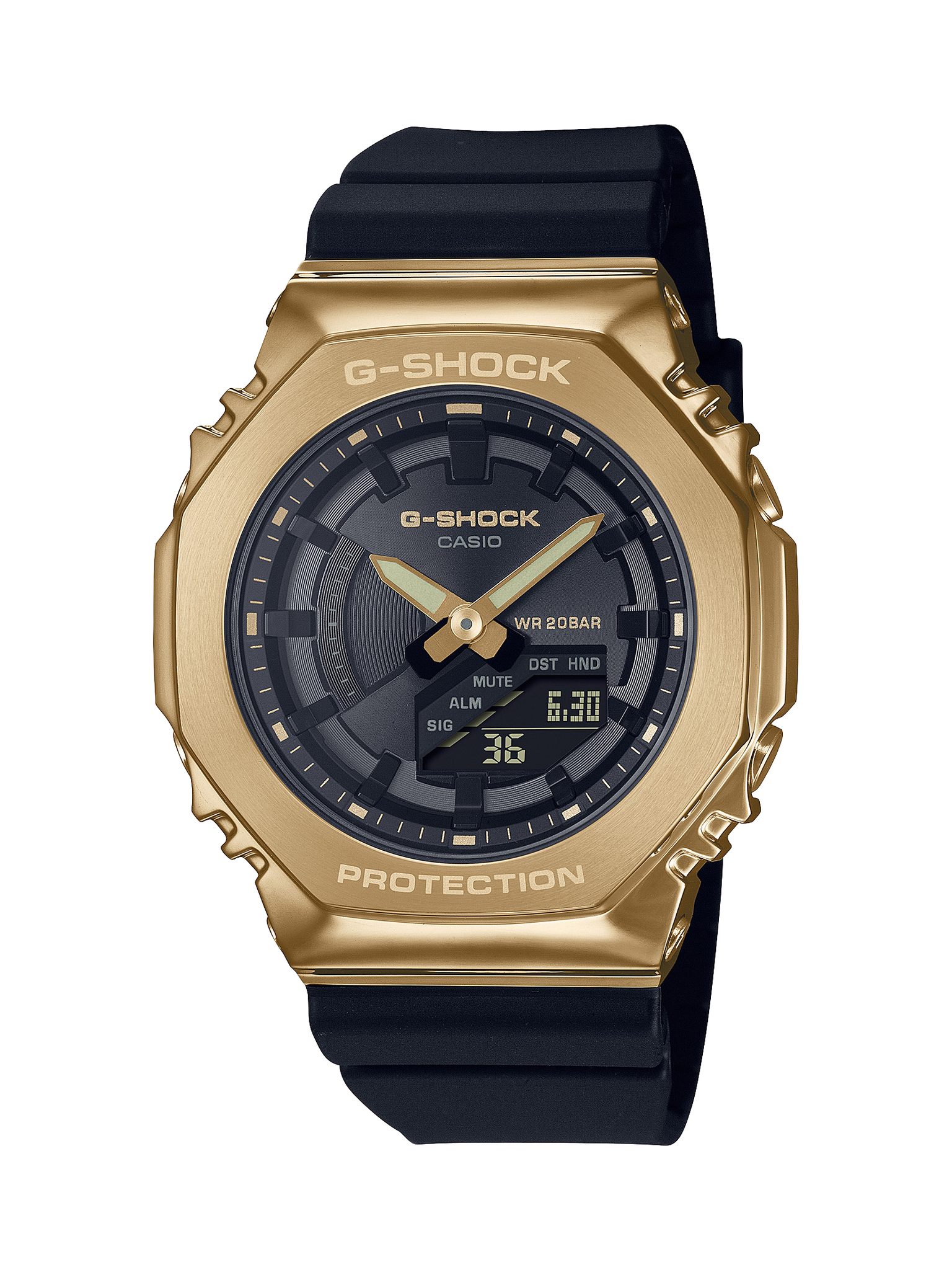 Casio G-Shock Mid Size Metal-Clad with Gold On Black In A Smaller Compact Profile - GMS2100GB-1A G-SHOCK 
