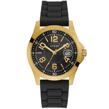 GUESS GOLD TONE CASE BLACK SILICONE WATCH GW0058G2 GUESS 