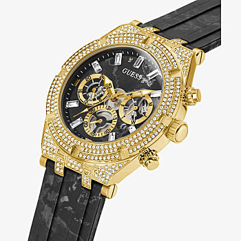 Guess Dynasty Gold Tone Case and Black Silicone Strap Watch - GW0418G2 GUESS Guess Dynasty Gold Tone Case and Black Silicone Strap Watch - GW0418G2 GUESS