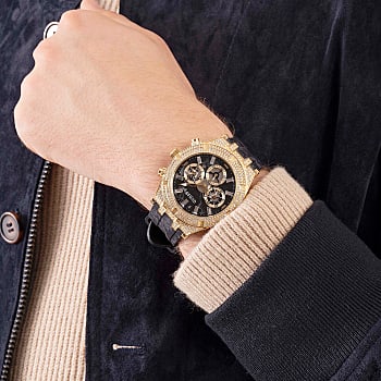 Guess Dynasty Gold Tone Case and Black Silicone Strap Watch - GW0418G2 GUESS Guess Dynasty Gold Tone Case and Black Silicone Strap Watch - GW0418G2 GUESS