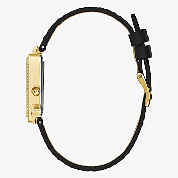 Guess Fame Womens Gold Tone Case & Genuine Black Leather Watch - GW0504L5 GUESS Guess Fame Womens Gold Tone Case & Genuine Black Leather Watch - GW0504L5 GUESS