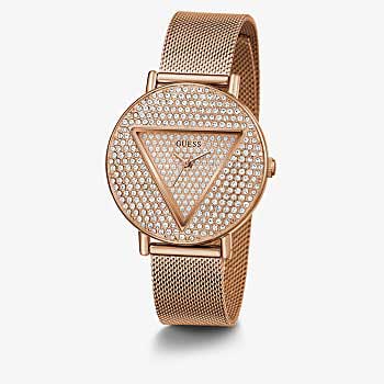 Guess Iconic Rose Gold Glitz Dial Rose Gold Tone Case & Rose Gold Tone Stainless Steel Mesh Strap Watch - GW0477L3 GUESS 