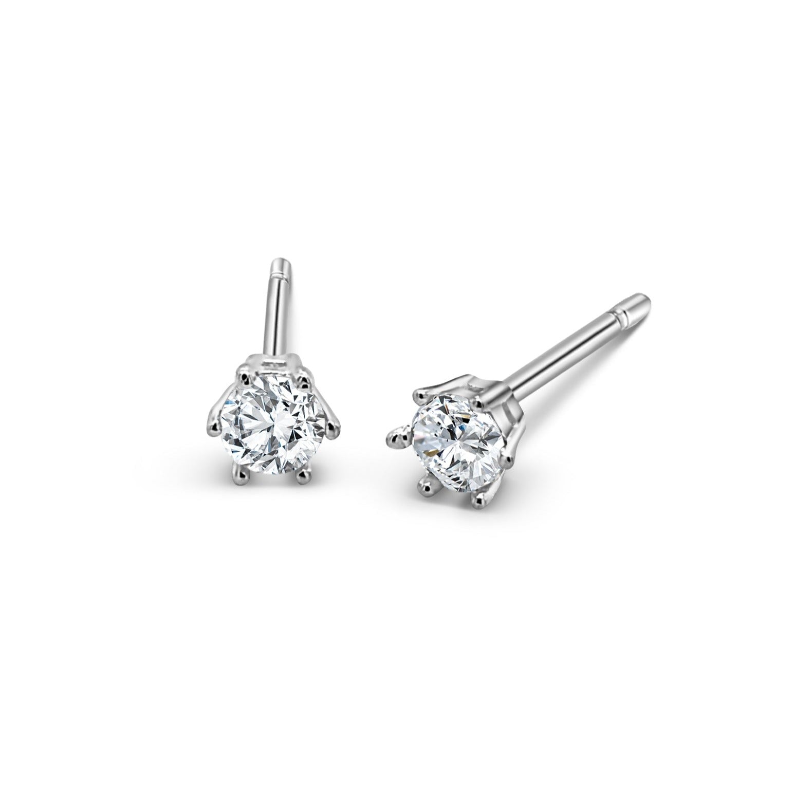 Sterling Silver Cubic Zirconia 3mm Round Stud Earrings STERLING SILVER EARRINGS 