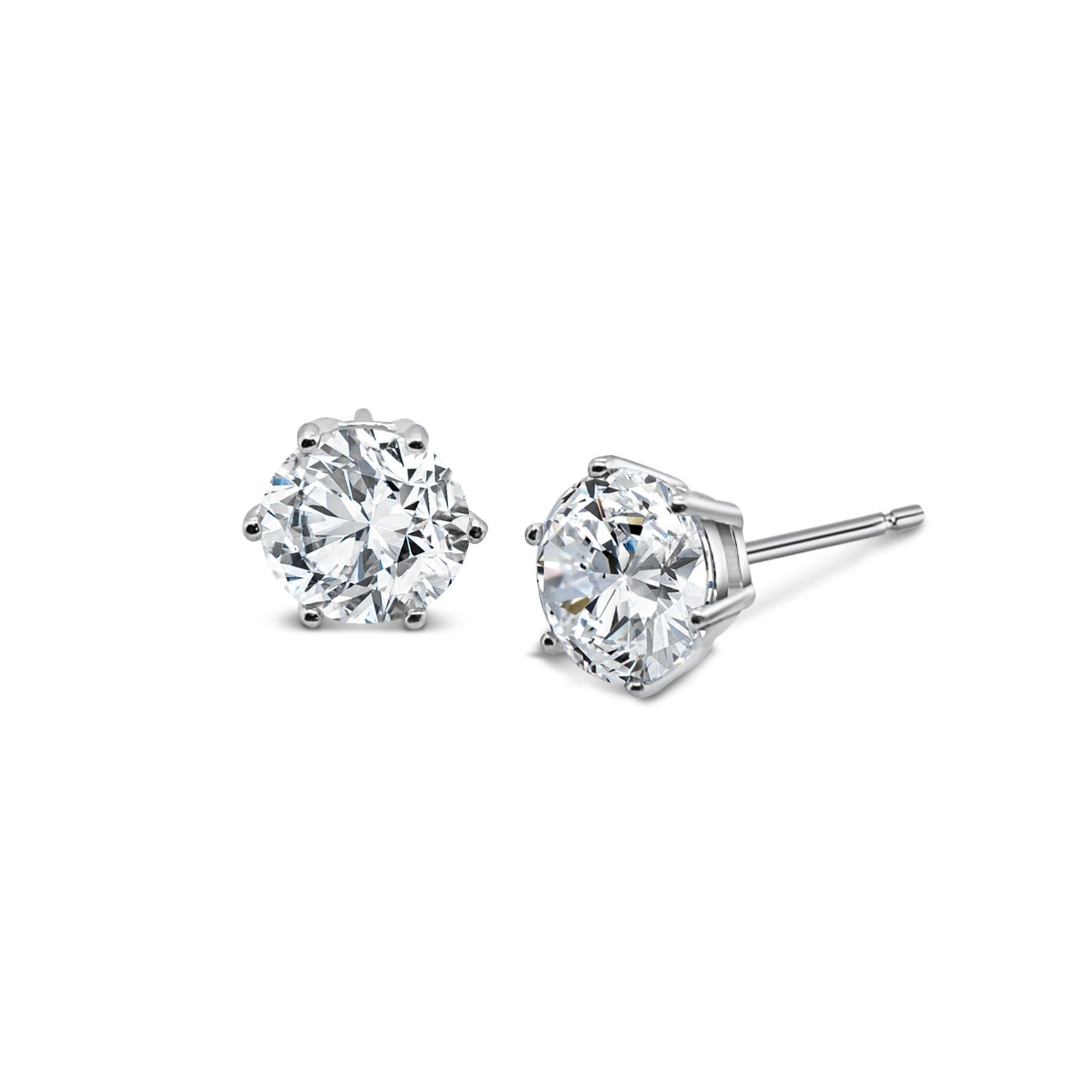 Sterling Silver Cubic Zirconia 7mm Round Stud Earrings STERLING SILVER EARRINGS 