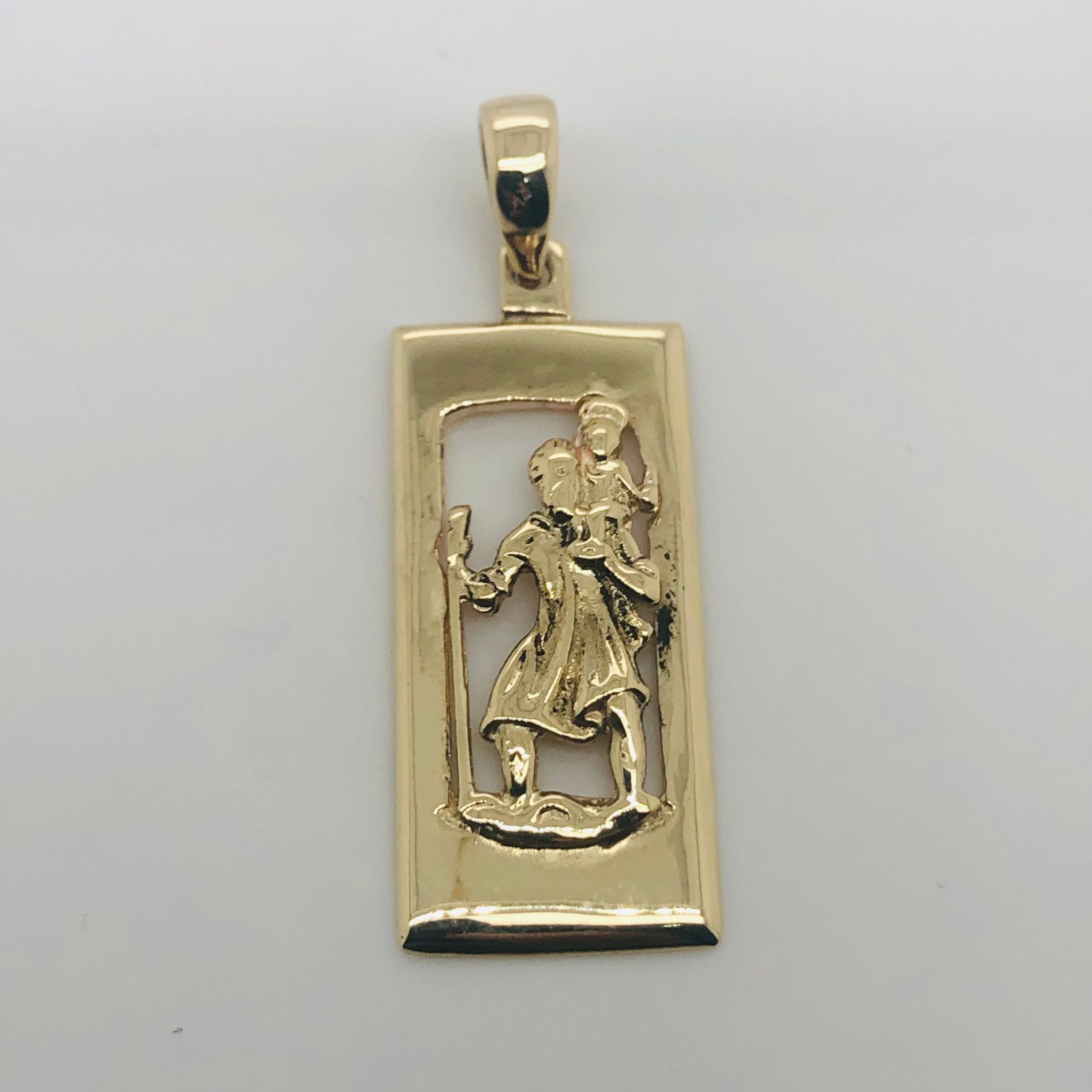 9ct Yellow Gold Saint Christopher Pendant 37mm x 13mm Gold Pendants 